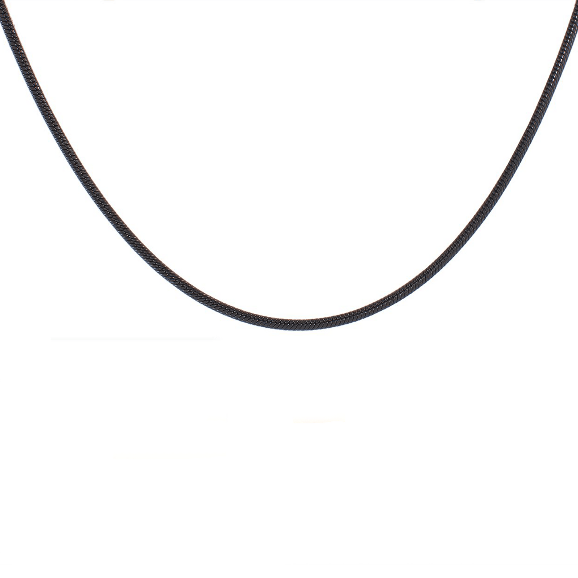 C062B B.Tiff Press Lock Thick Black Steel Coil Chain Necklace - PBNJ FASHIONS
