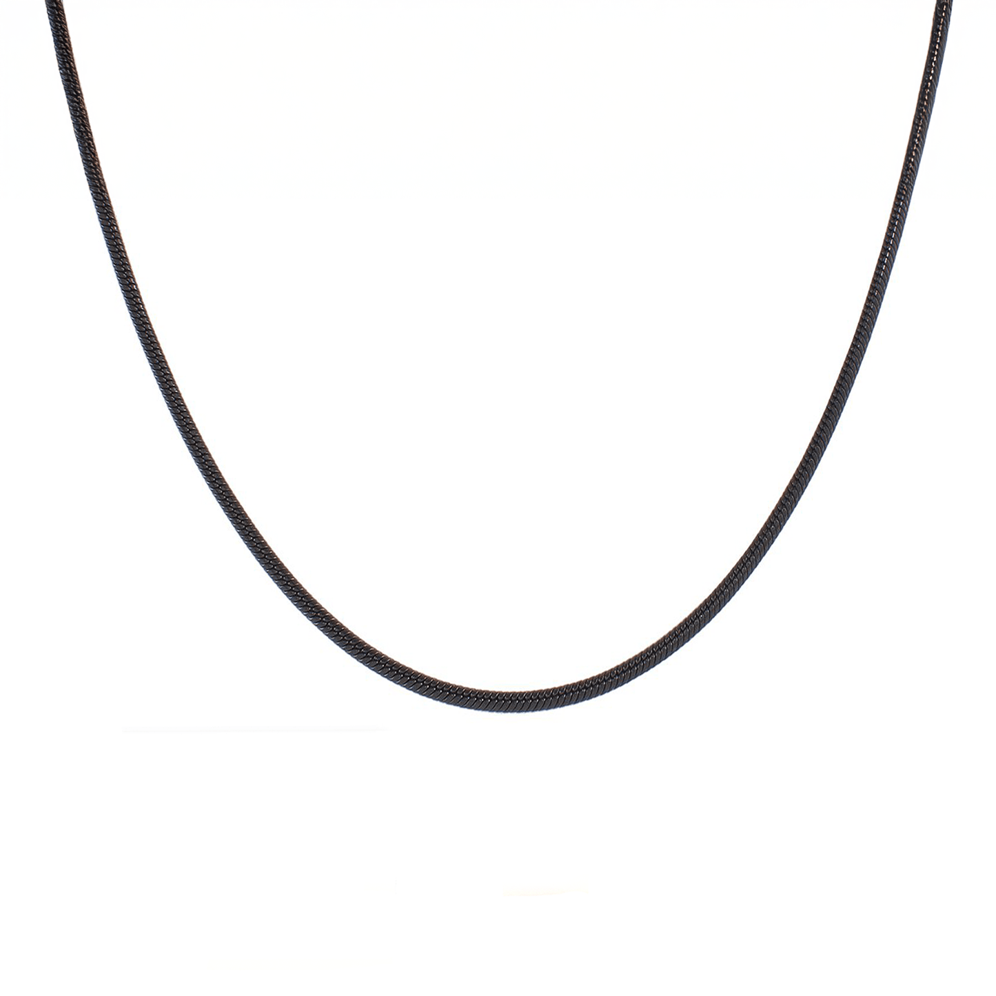 C062B B.Tiff Press Lock Thick Black Steel Coil Chain Necklace - PBNJ FASHIONS