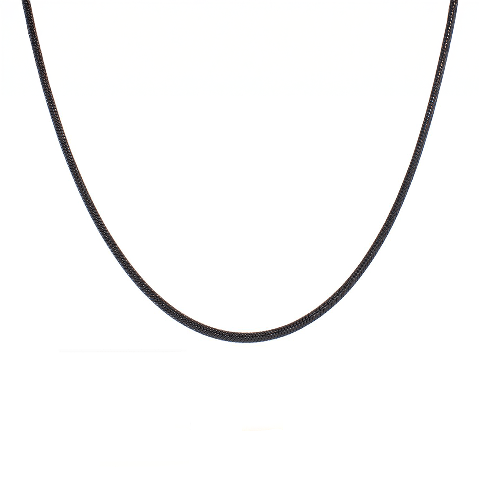 C062B B.Tiff Press Lock Thick Black Steel Coil Chain Necklace - PBNJ FASHIONS