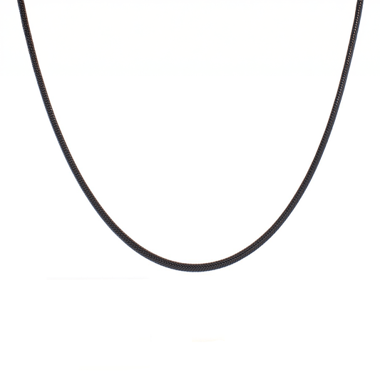 C062B B.Tiff Press Lock Thick Black Steel Coil Chain Necklace - PBNJ FASHIONS