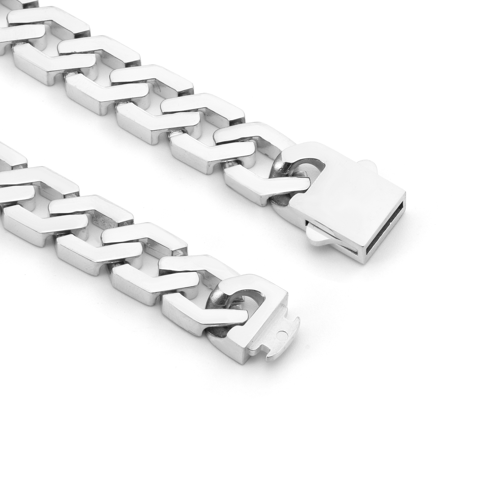 C100W B.Tiff High Polish Flat Angular Cuban Link Necklace - PBNJ FASHIONS