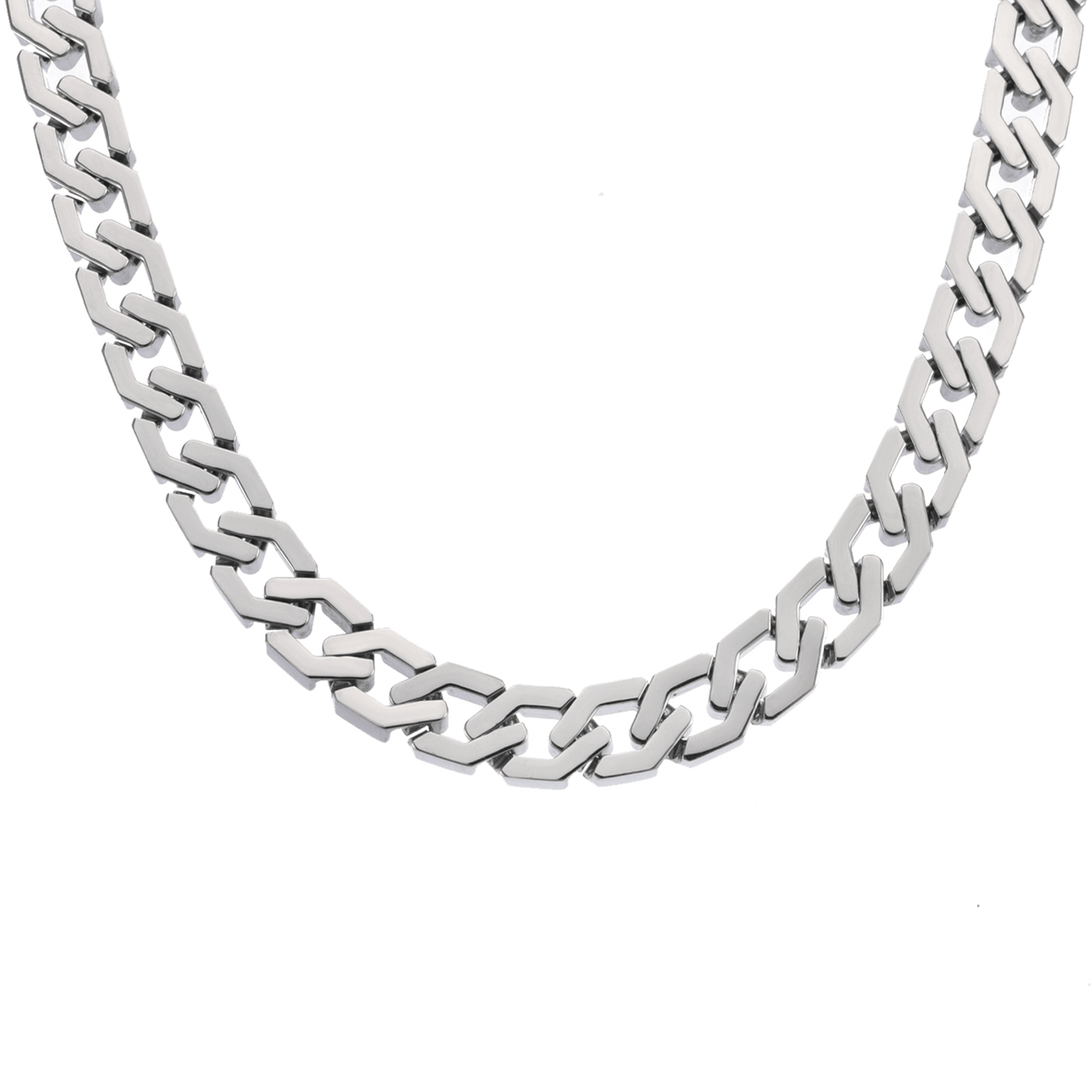 C100W B.Tiff High Polish Flat Angular Cuban Link Necklace - PBNJ FASHIONS