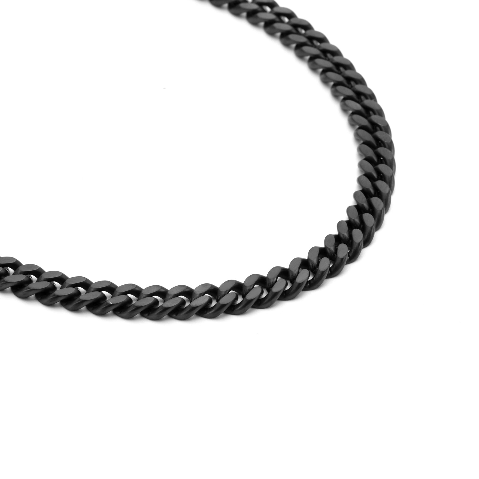 C138B B.Tiff 8mm Black Flat Cuban Link Necklace - PBNJ FASHIONS