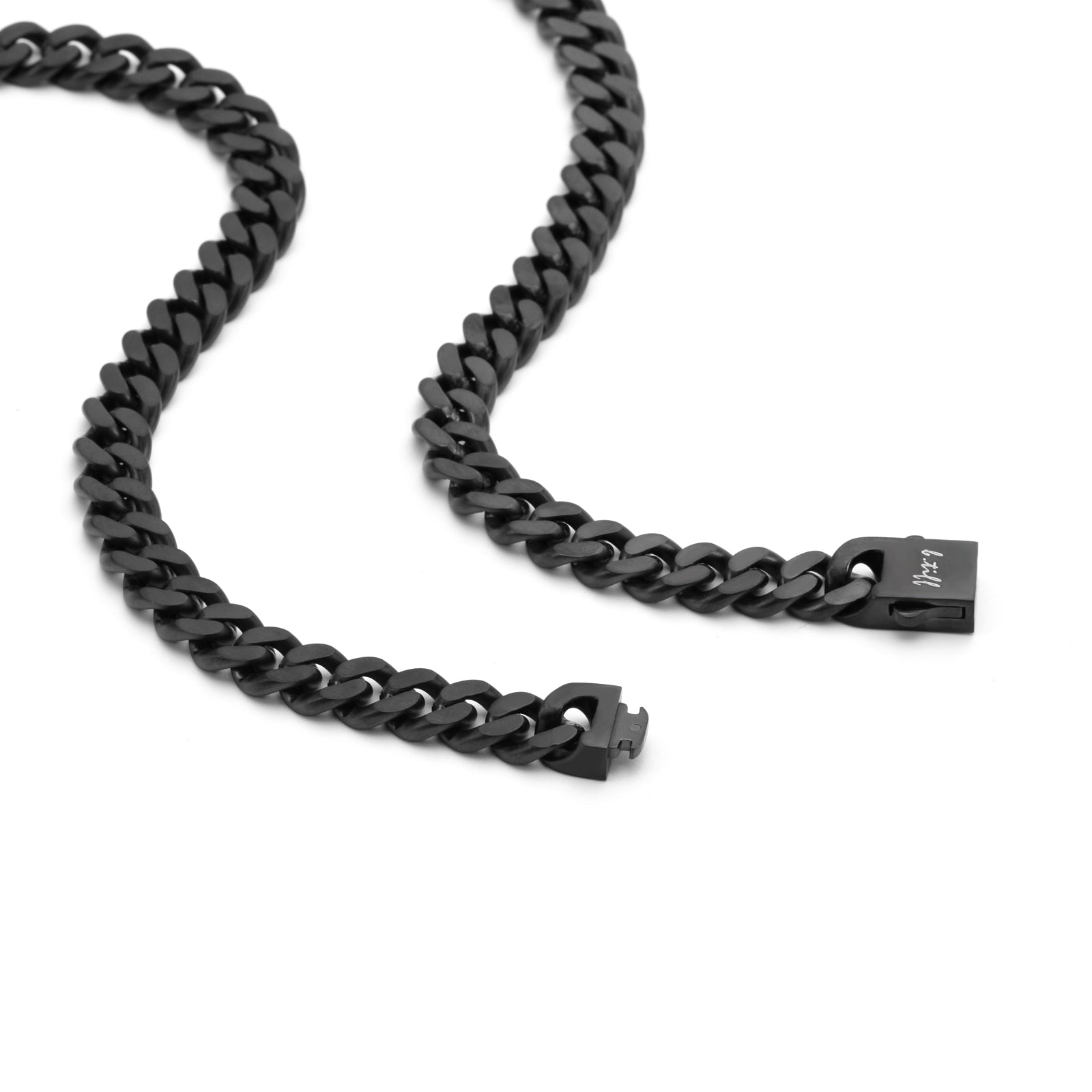 C138B B.Tiff 8mm Black Flat Cuban Link Necklace - PBNJ FASHIONS