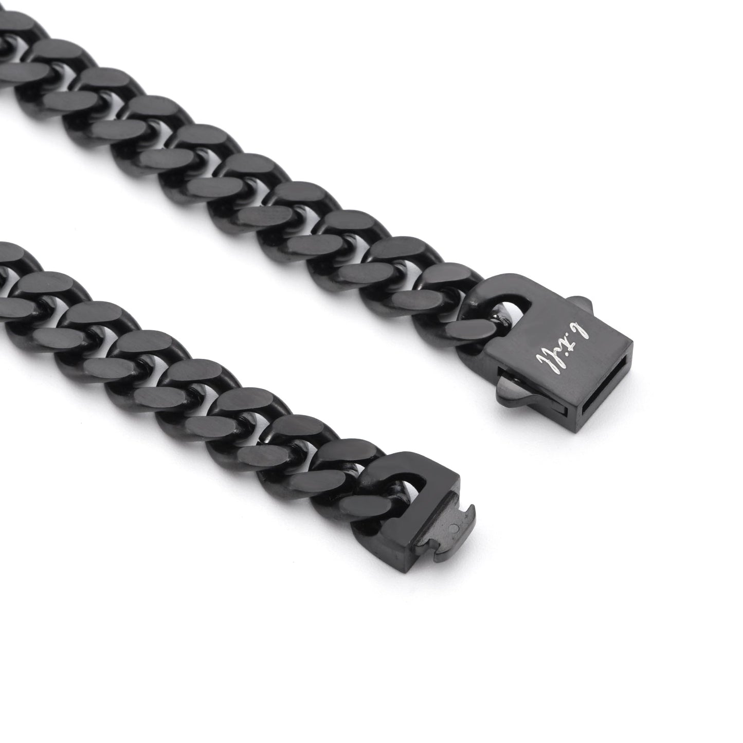 C138B B.Tiff 8mm Black Flat Cuban Link Necklace - PBNJ FASHIONS