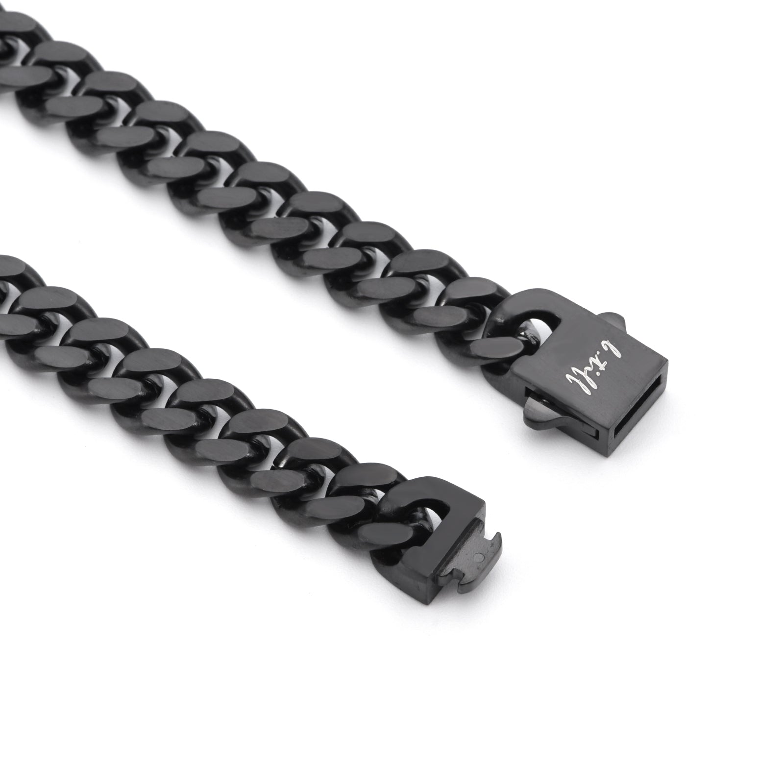 C138B B.Tiff 8mm Black Flat Cuban Link Necklace - PBNJ FASHIONS