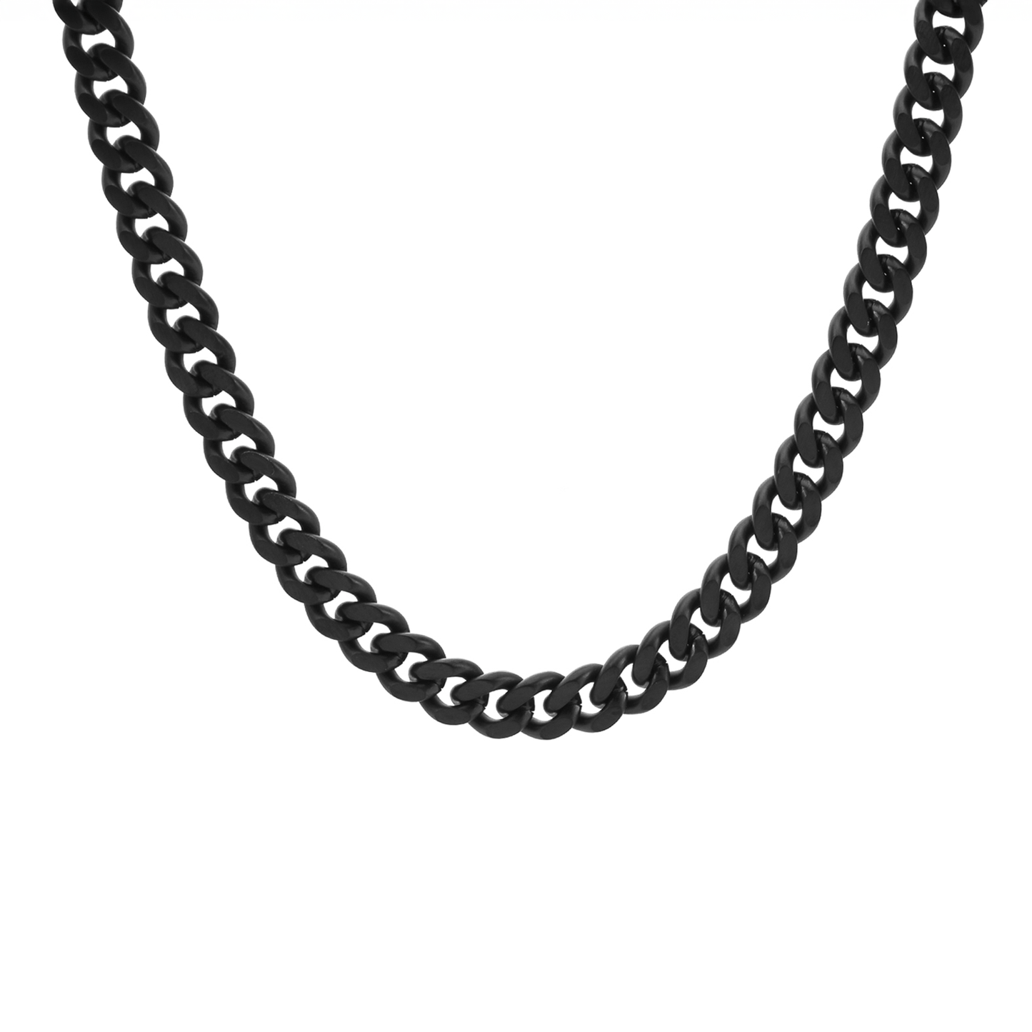 C138B B.Tiff 8mm Black Flat Cuban Link Necklace - PBNJ FASHIONS