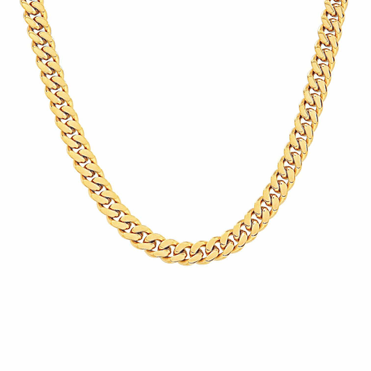 C138G B.Tiff 8mm Gold Flat Cuban Link Necklace - PBNJ FASHIONS