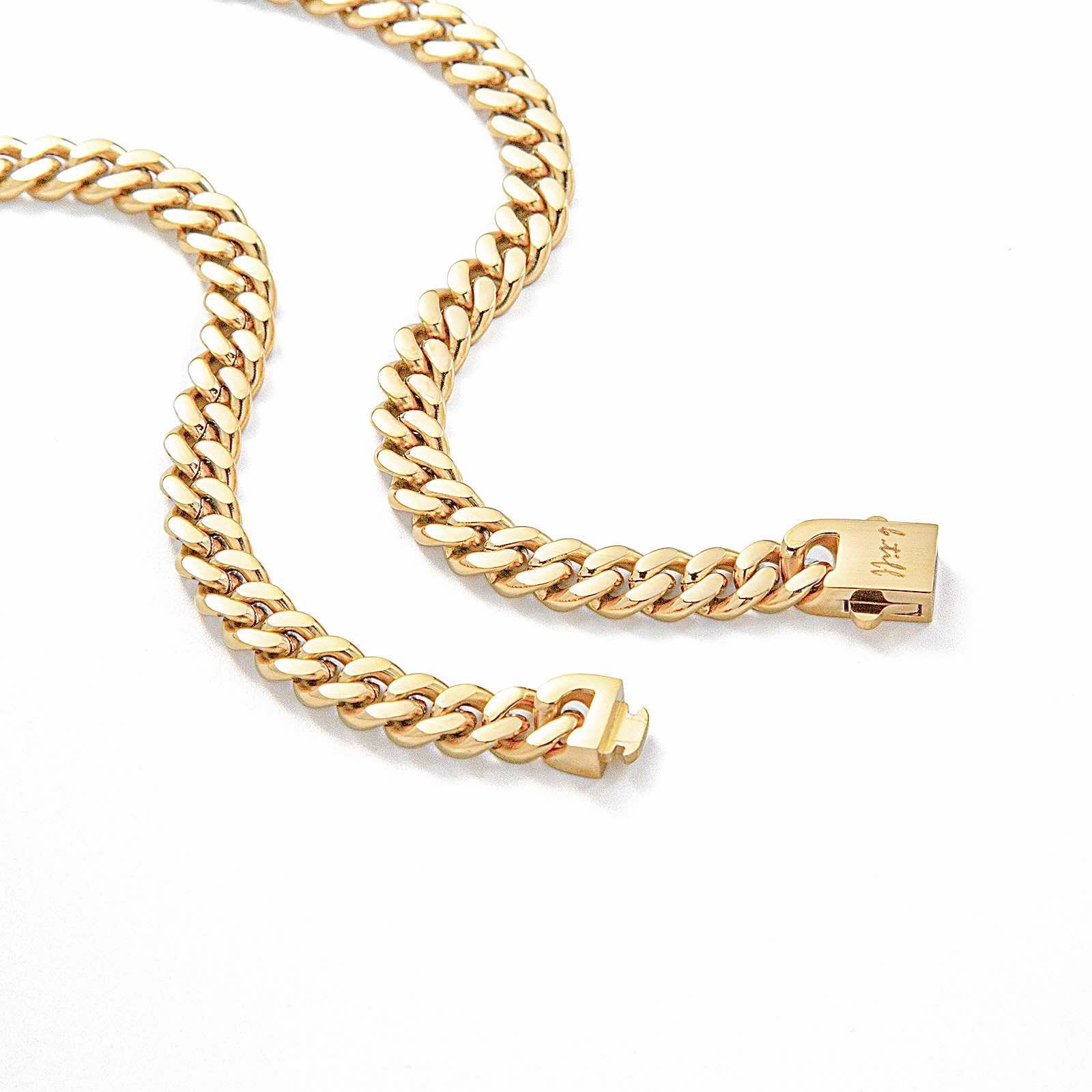 C138G B.Tiff 8mm Gold Flat Cuban Link Necklace - PBNJ FASHIONS