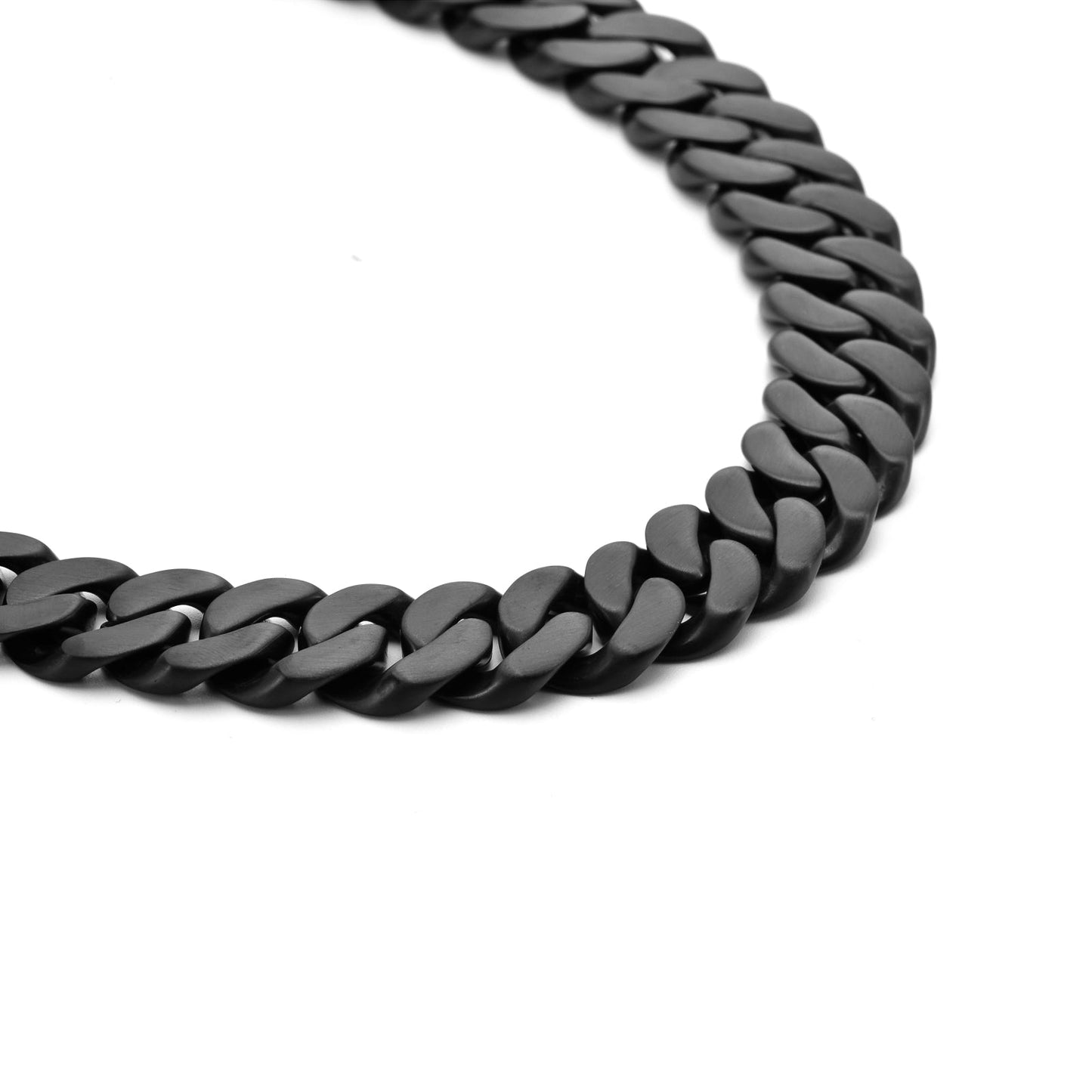 C160B B.Tiff 16mm Black Flat Cuban Link Necklace - PBNJ FASHIONS