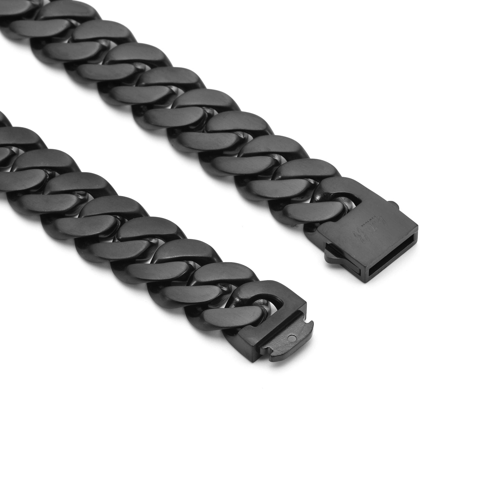 C160B B.Tiff 16mm Black Flat Cuban Link Necklace - PBNJ FASHIONS