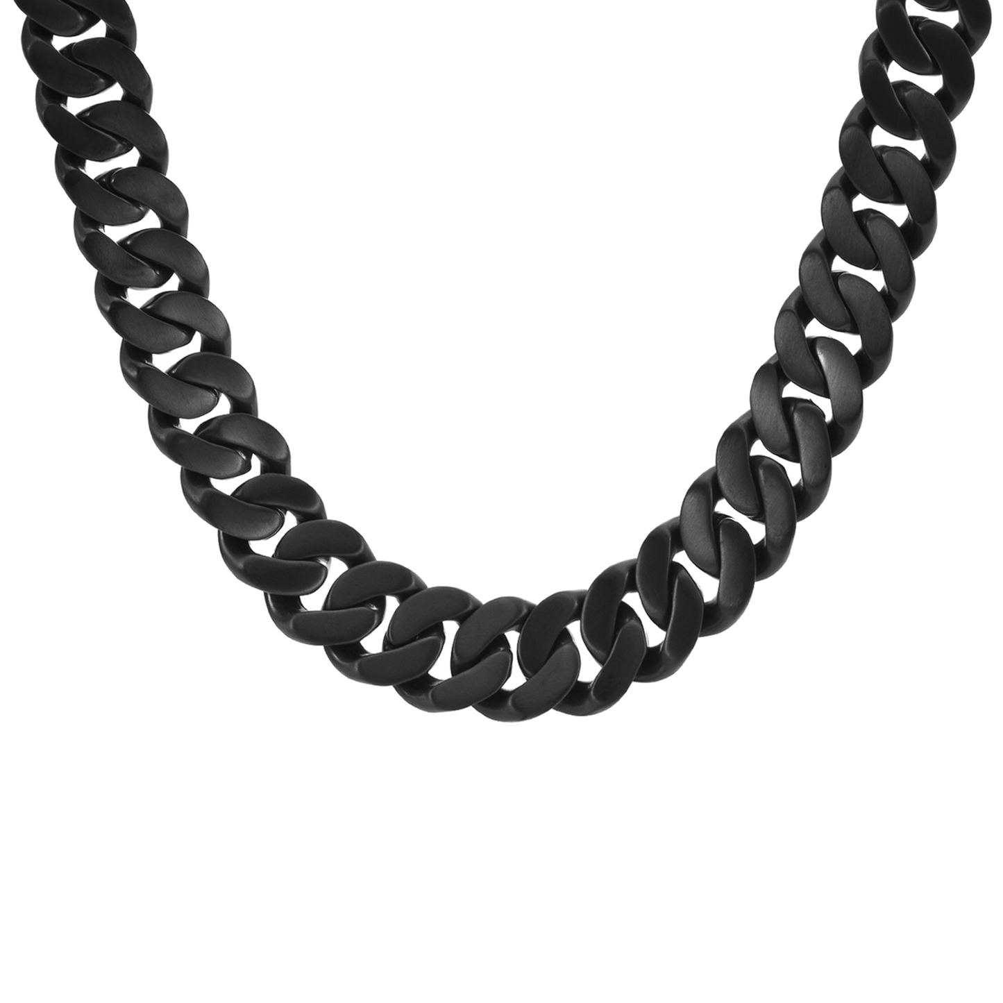 C160B B.Tiff 16mm Black Flat Cuban Link Necklace - PBNJ FASHIONS