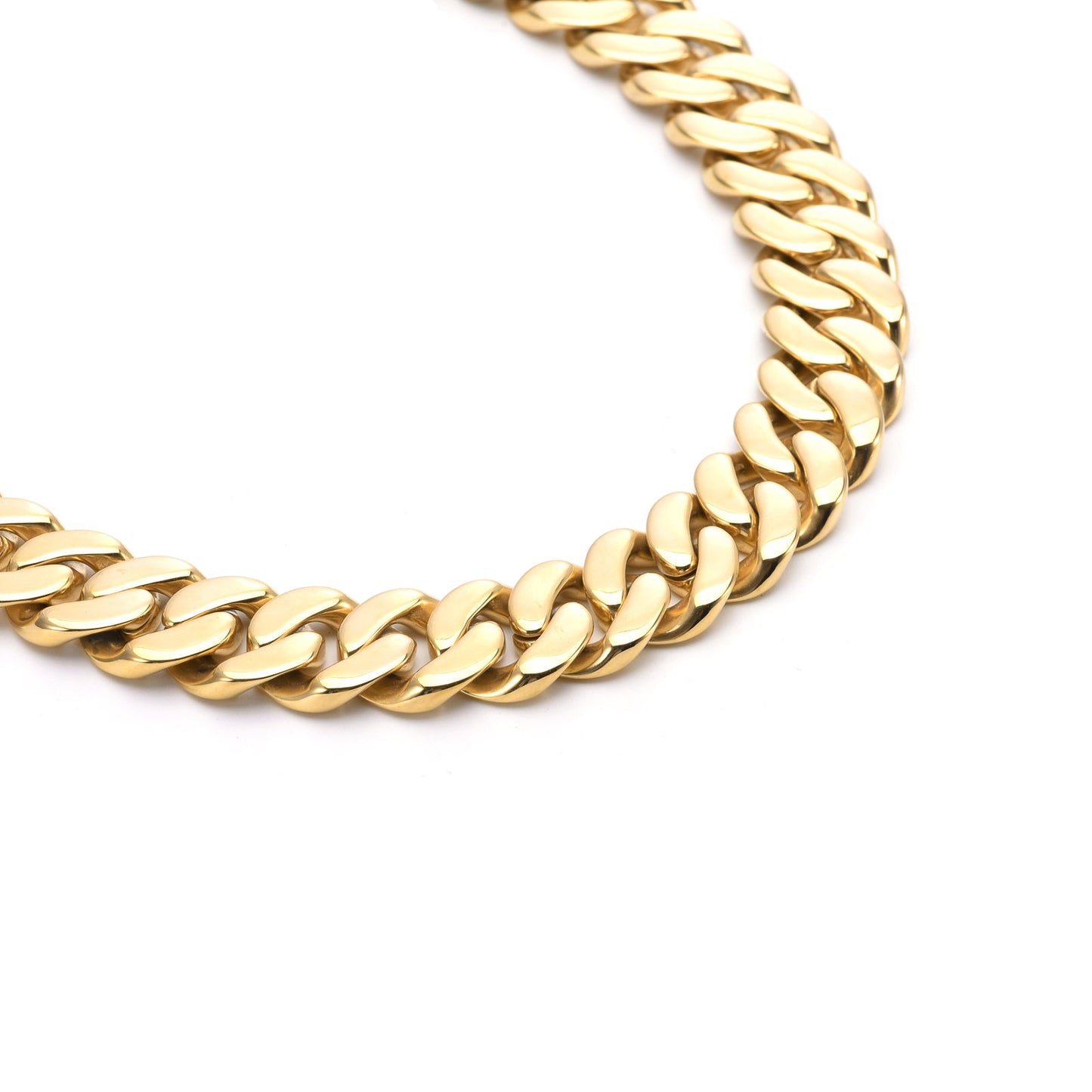 C160G B.Tiff 16mm Gold Plated Flat Cuban Link Necklace - PBNJ FASHIONS
