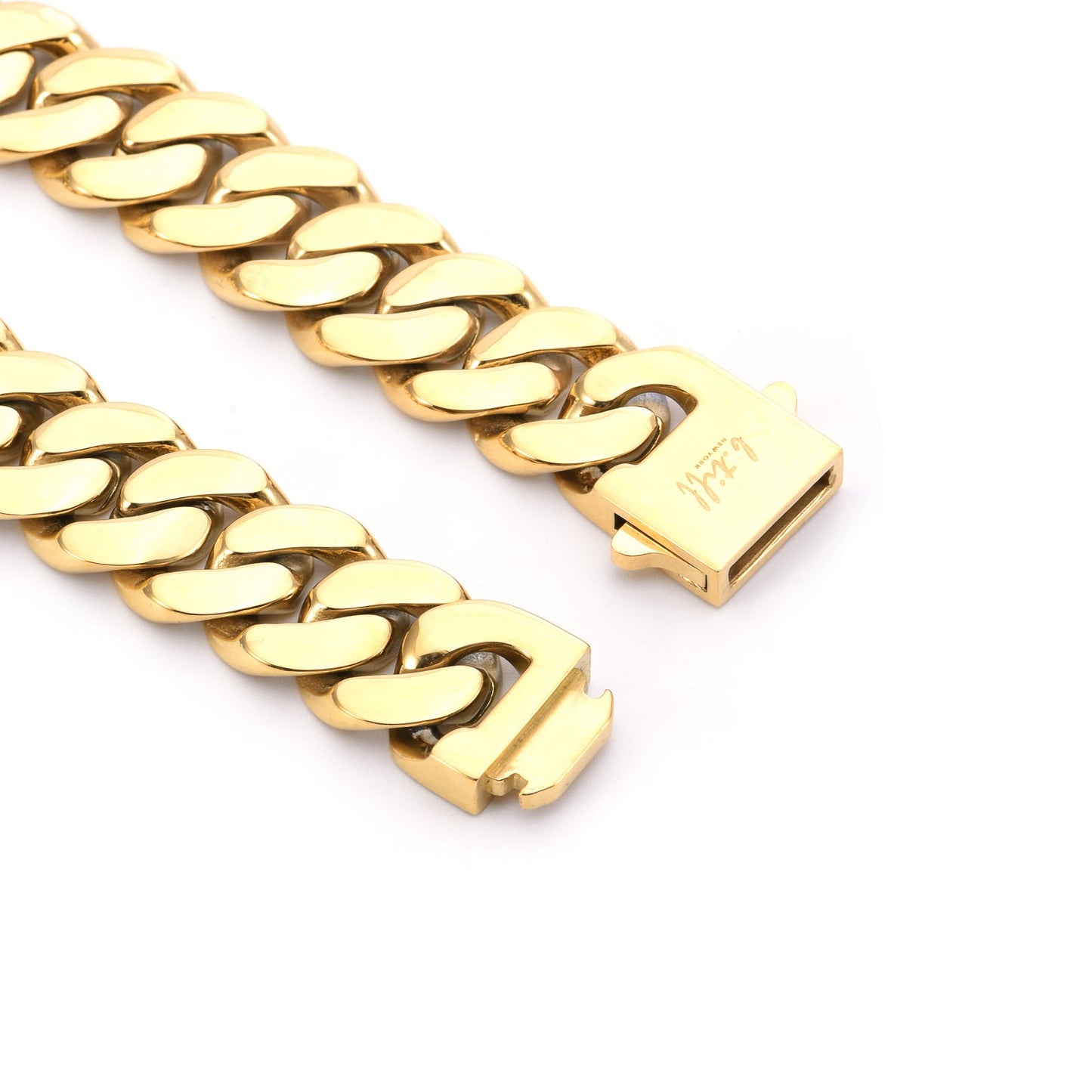 C160G B.Tiff 16mm Gold Plated Flat Cuban Link Necklace - PBNJ FASHIONS