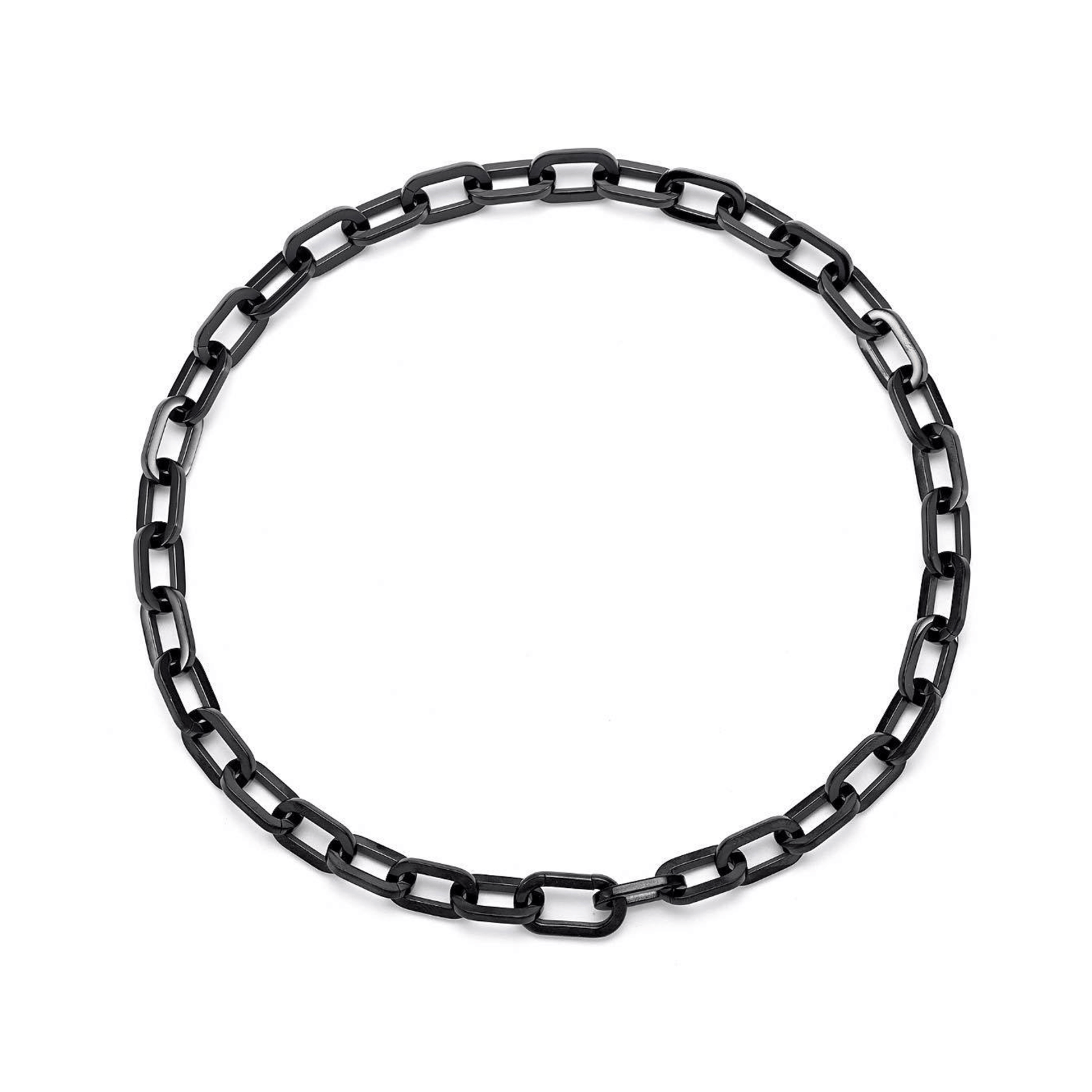 C200B B.Tiff Black Paperclip Chain Necklace - PBNJ FASHIONS