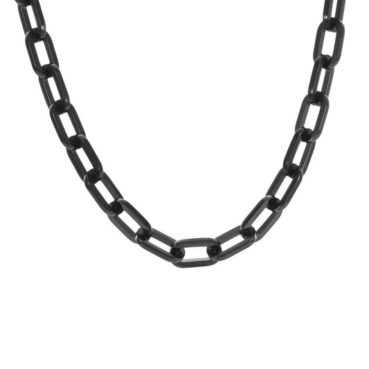 C200B B.Tiff Black Paperclip Chain Necklace - PBNJ FASHIONS
