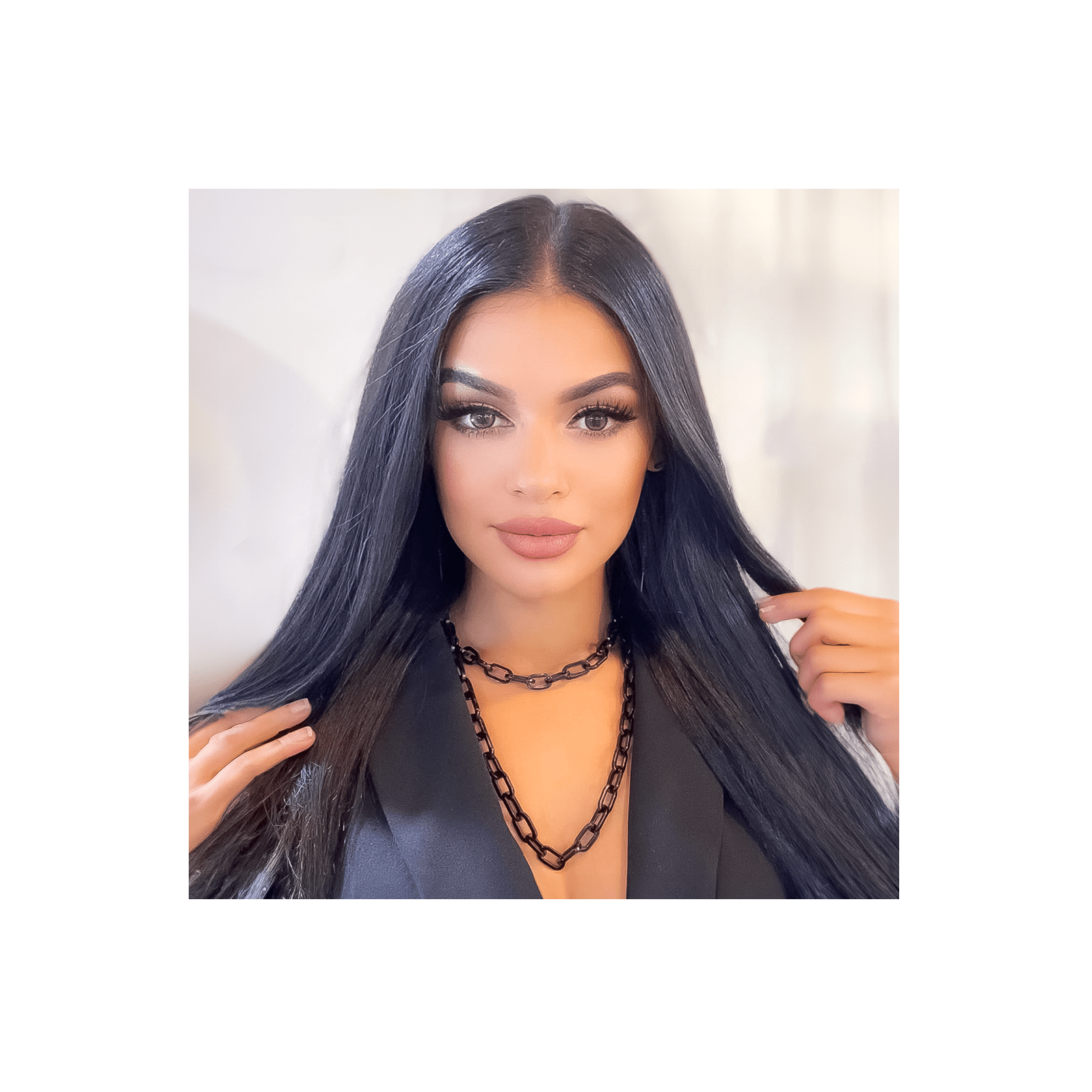 C200B B.Tiff Black Paperclip Chain Necklace - PBNJ FASHIONS