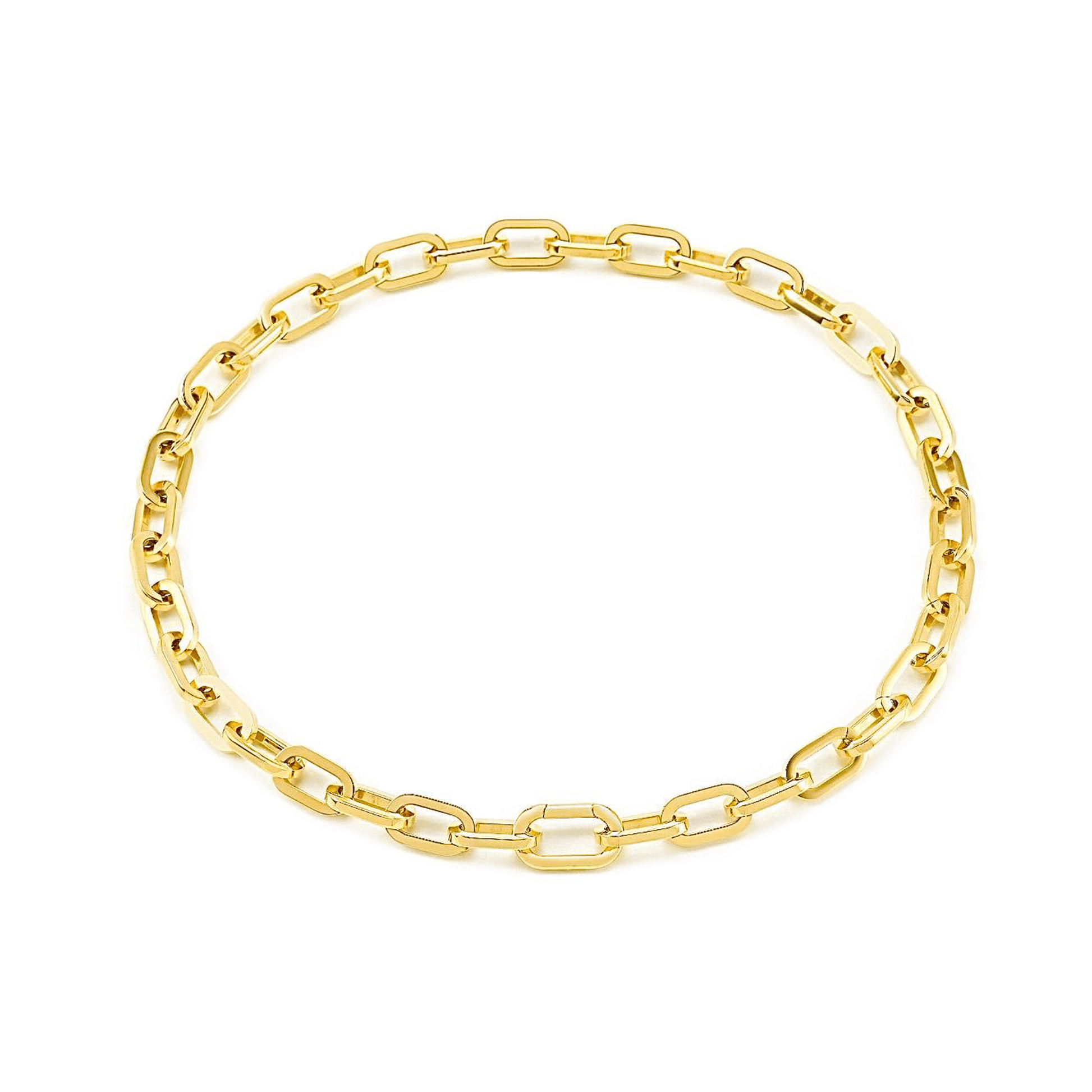 C200G B.Tiff High Polish Gold Paperclip Chain Necklace - PBNJ FASHIONS