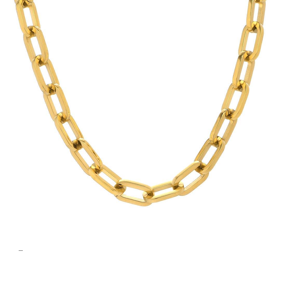 C200G B.Tiff High Polish Gold Paperclip Chain Necklace - PBNJ FASHIONS