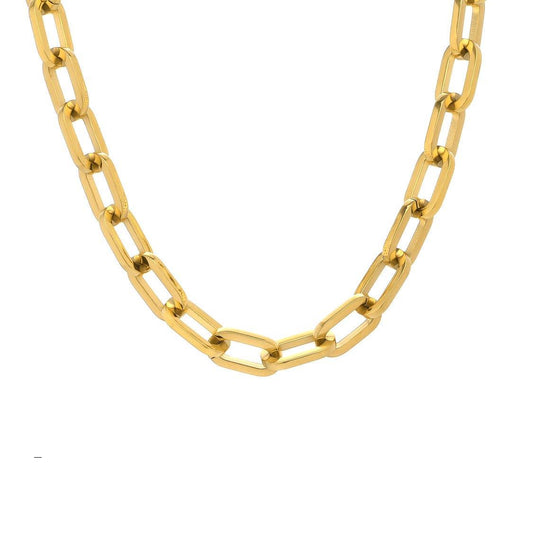 C200G B.Tiff High Polish Gold Paperclip Chain Necklace - PBNJ FASHIONS