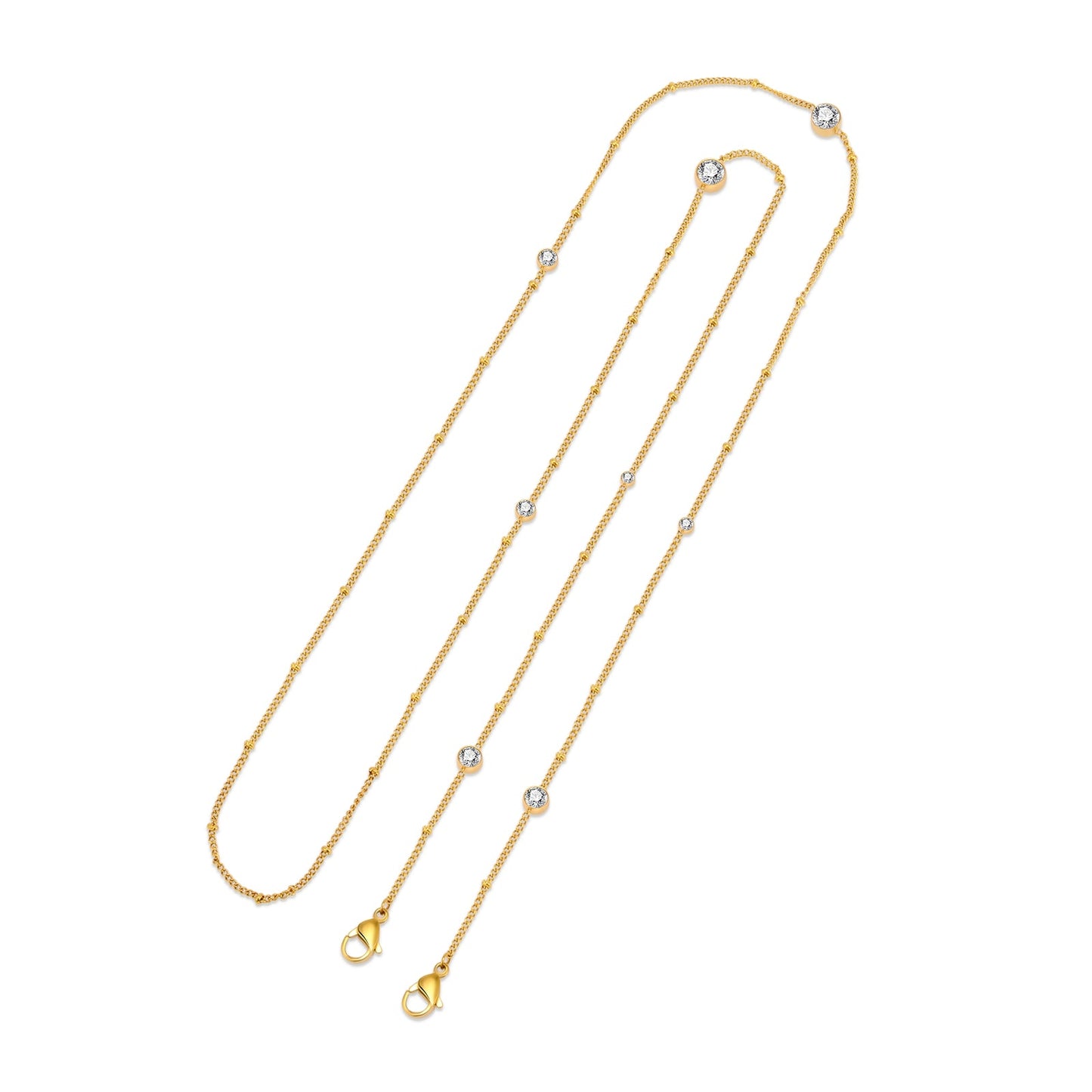PT456G B.Tiff 8 - Stone Gold Pavé Station Necklace - PBNJ FASHIONS