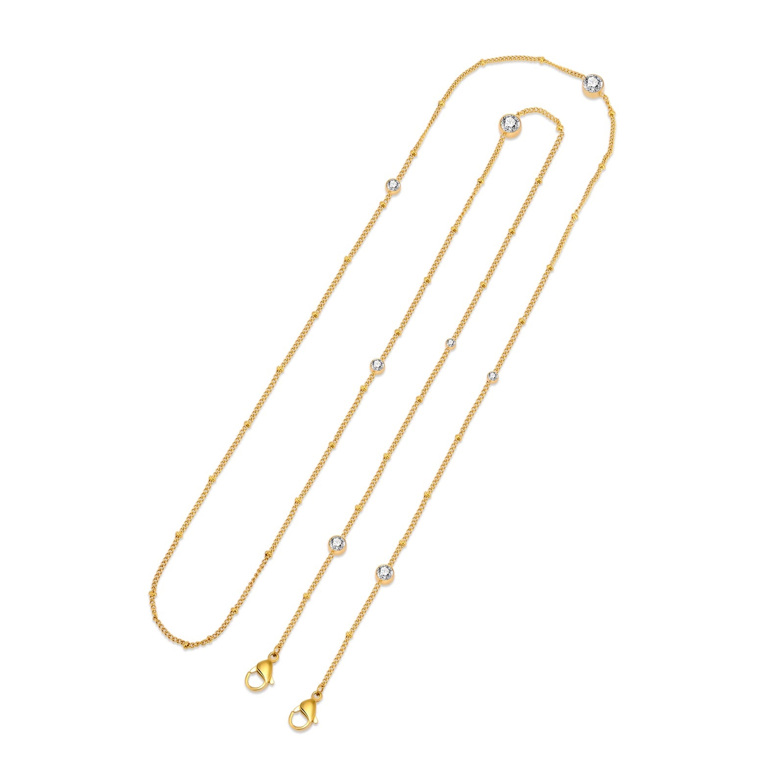 PT456G B.Tiff 8 - Stone Gold Pavé Station Necklace - PBNJ FASHIONS