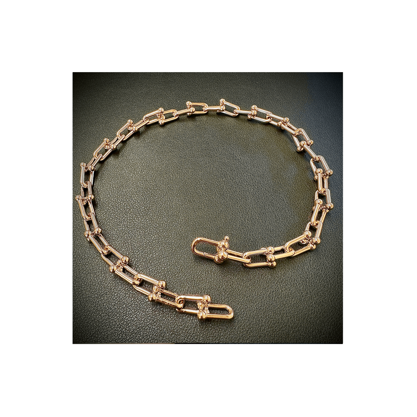 C525RG B.Tiff Rose Gold Horseshoe Link Chain Necklace - PBNJ FASHIONS
