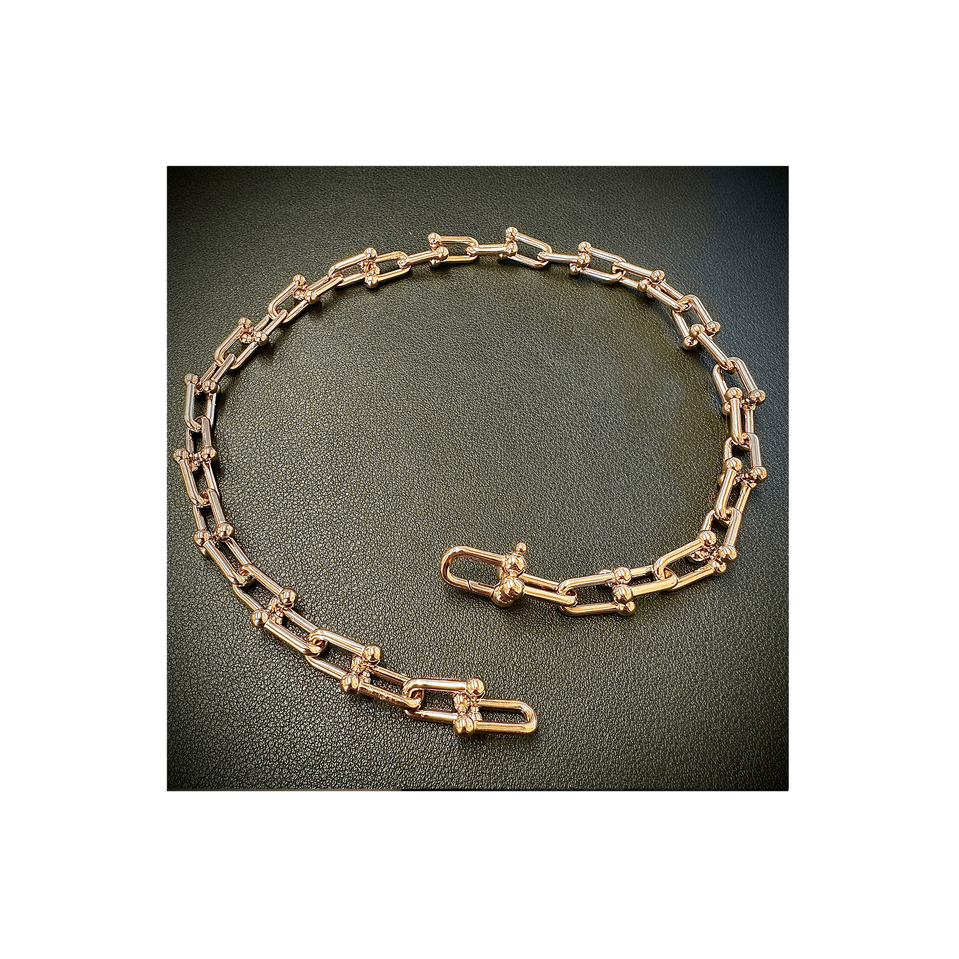 C525RG B.Tiff Rose Gold Horseshoe Link Chain Necklace - PBNJ FASHIONS