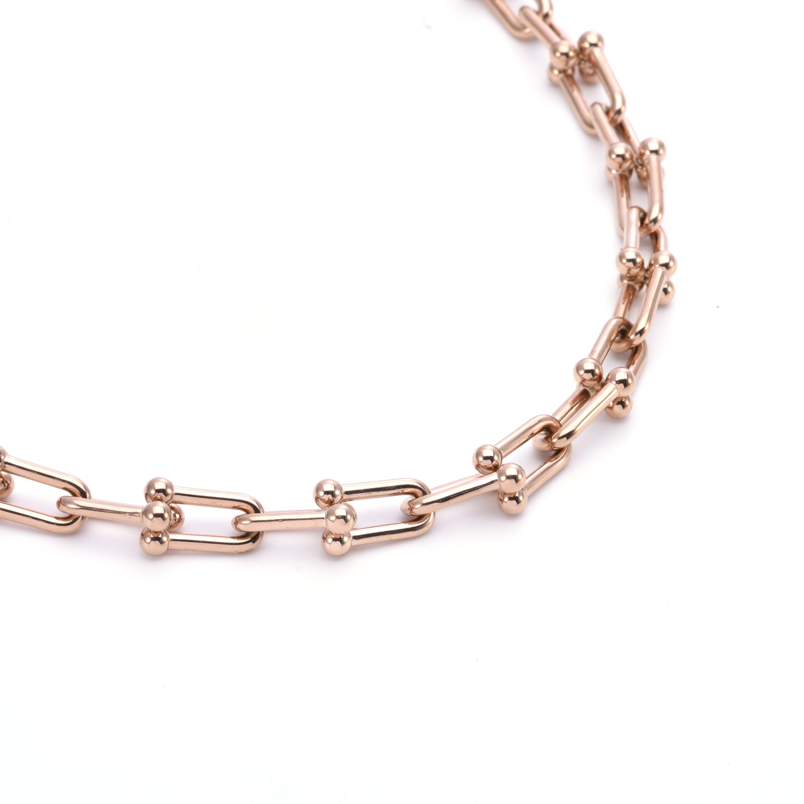 C525RG B.Tiff Rose Gold Horseshoe Link Chain Necklace - PBNJ FASHIONS