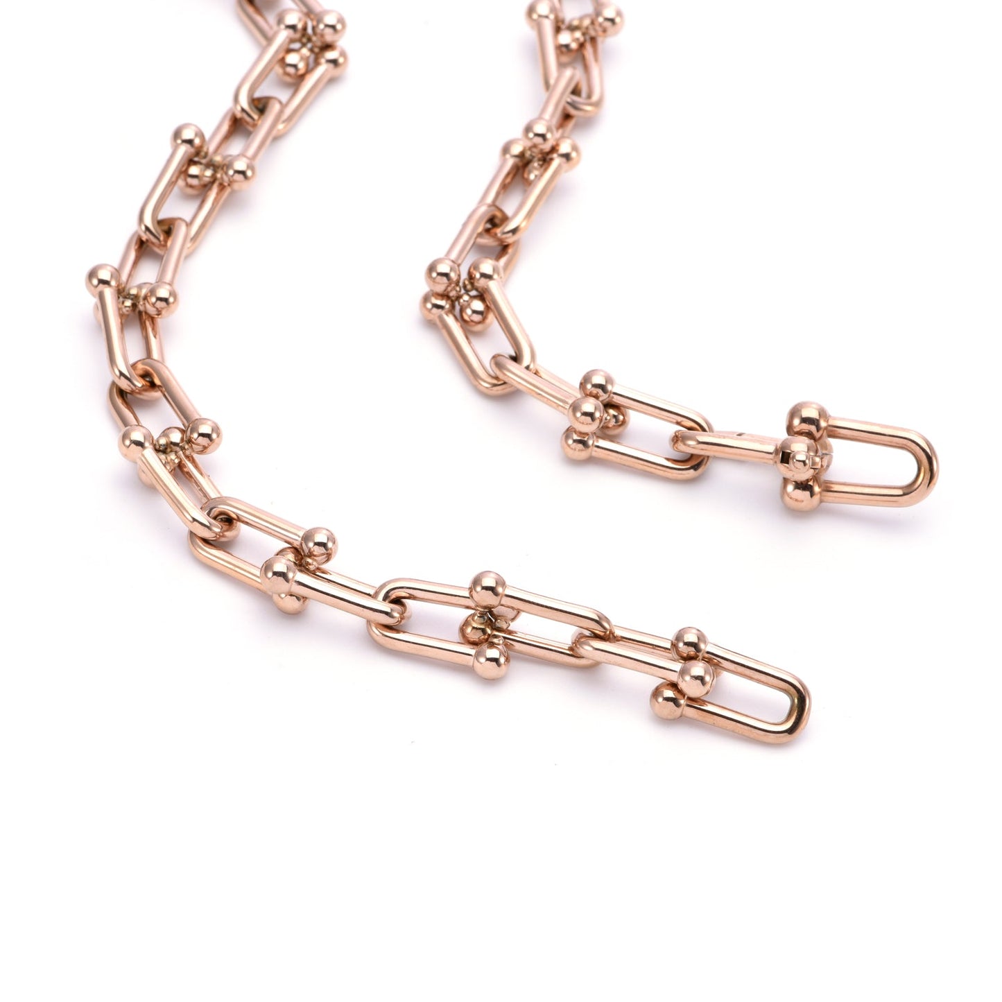 C525RG B.Tiff Rose Gold Horseshoe Link Chain Necklace - PBNJ FASHIONS