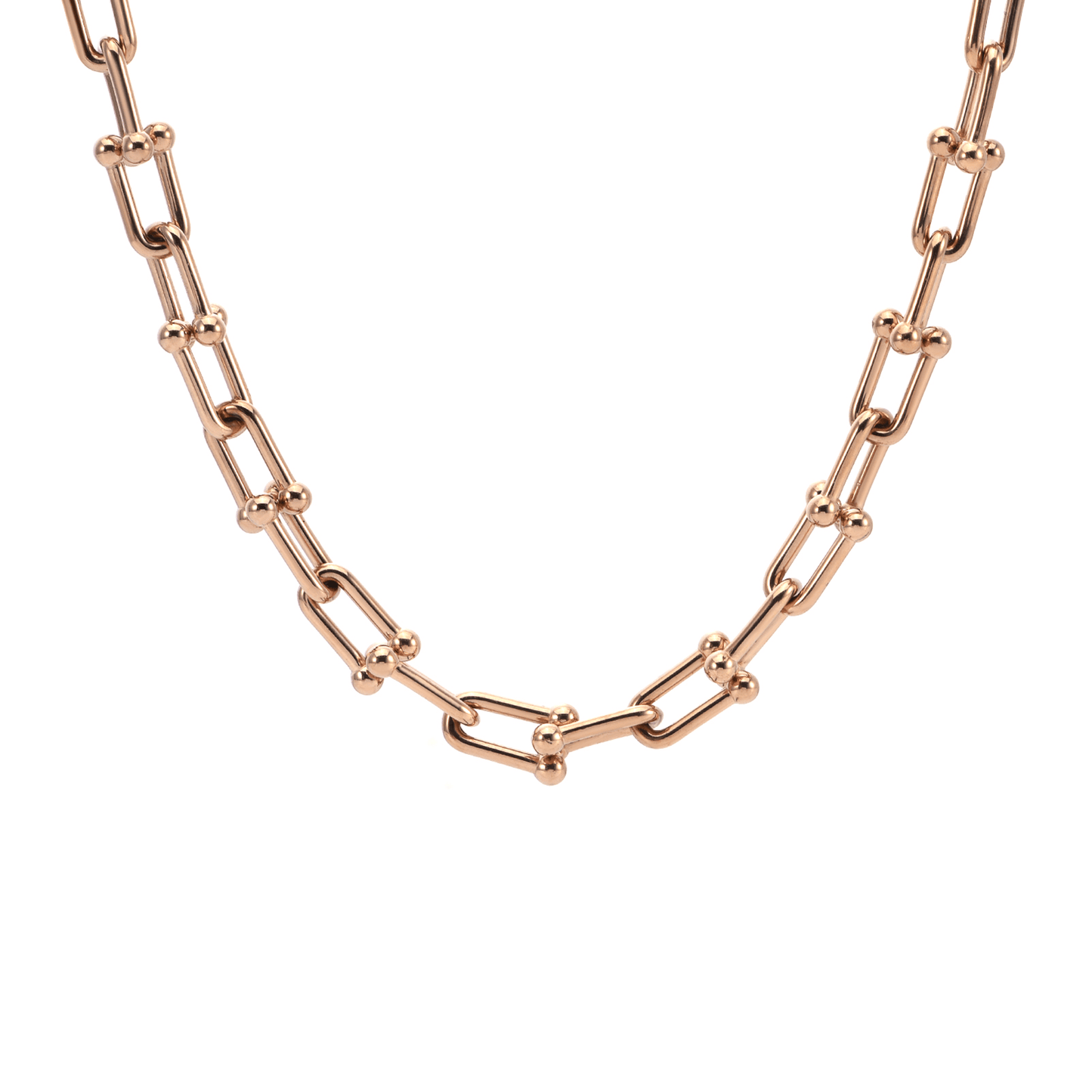 C525RG B.Tiff Rose Gold Horseshoe Link Chain Necklace - PBNJ FASHIONS