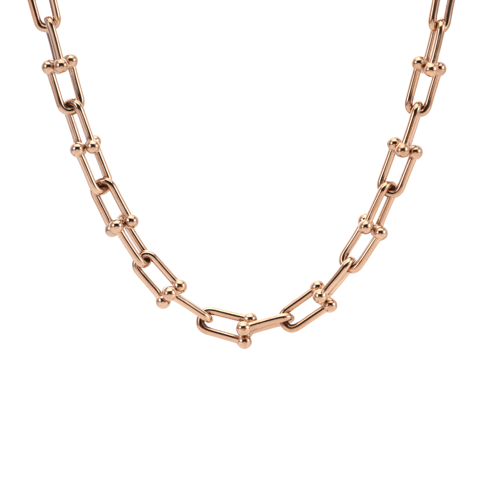 C525RG B.Tiff Rose Gold Horseshoe Link Chain Necklace - PBNJ FASHIONS