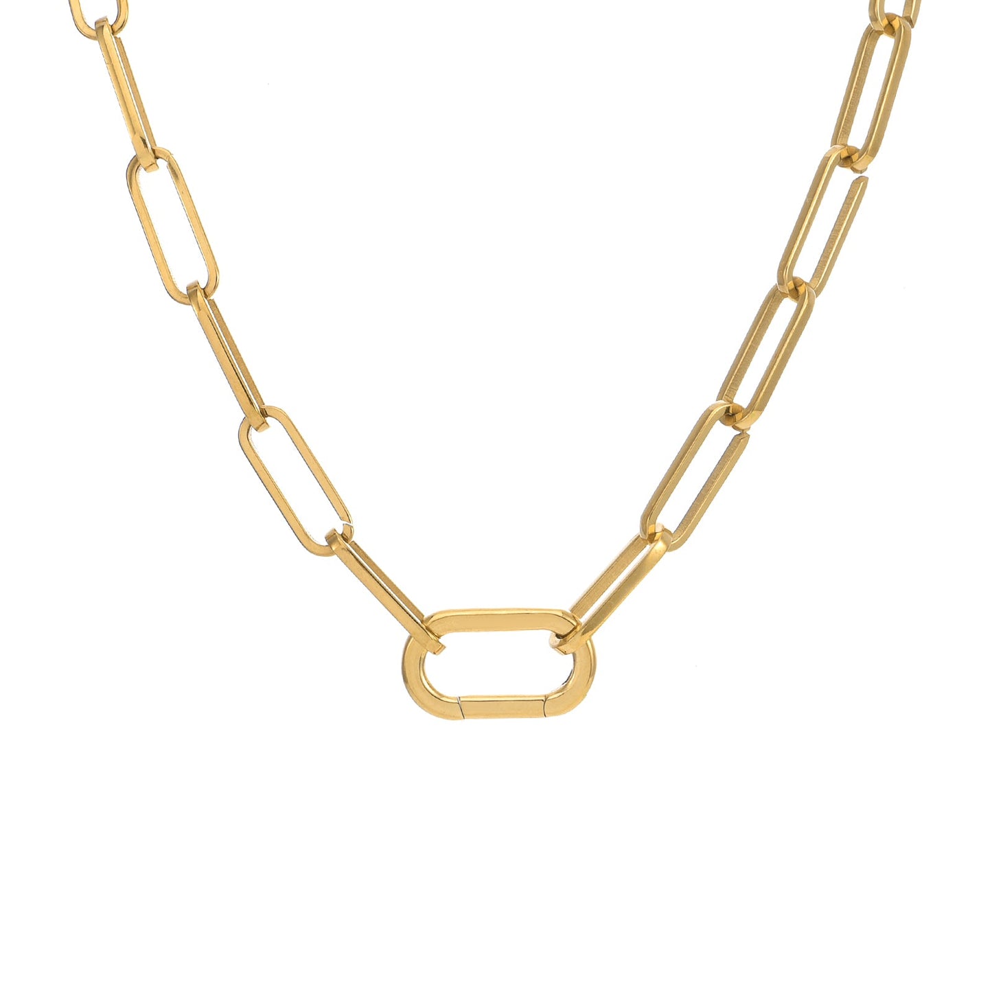 C860G B.Tiff "Jemma" Paperclip Flat Long Adjustable Link Gold Plated Necklace - PBNJ FASHIONS