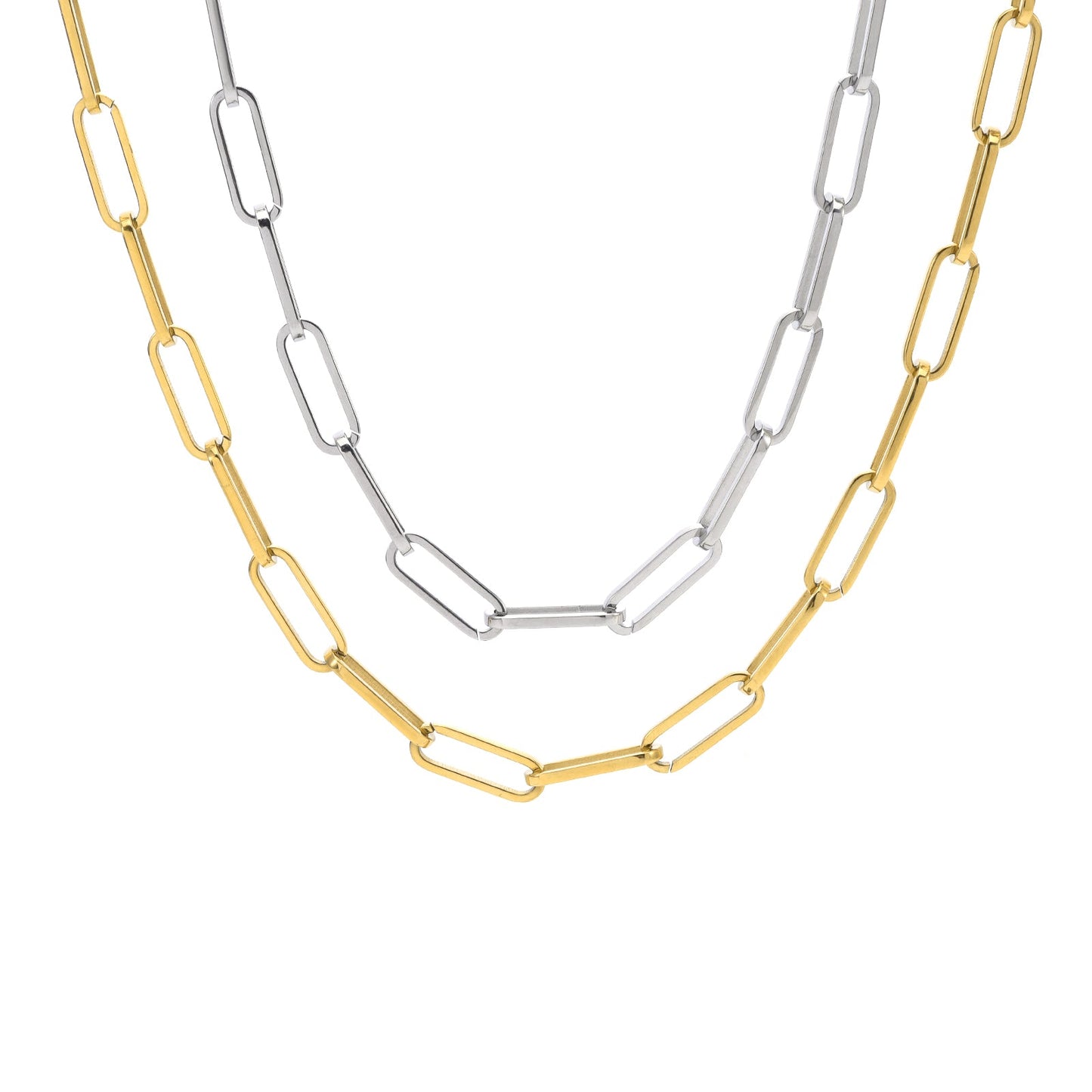 C860W B.Tiff "Jemma" Paperclip Flat Long Adjustable Link Necklace - PBNJ FASHIONS