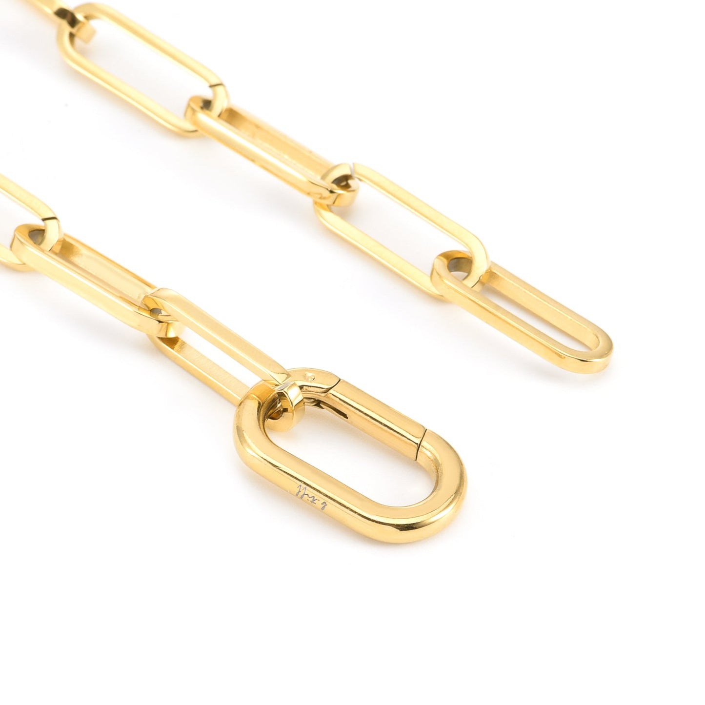 C860G B.Tiff "Jemma" Paperclip Flat Long Adjustable Link Gold Plated Necklace - PBNJ FASHIONS