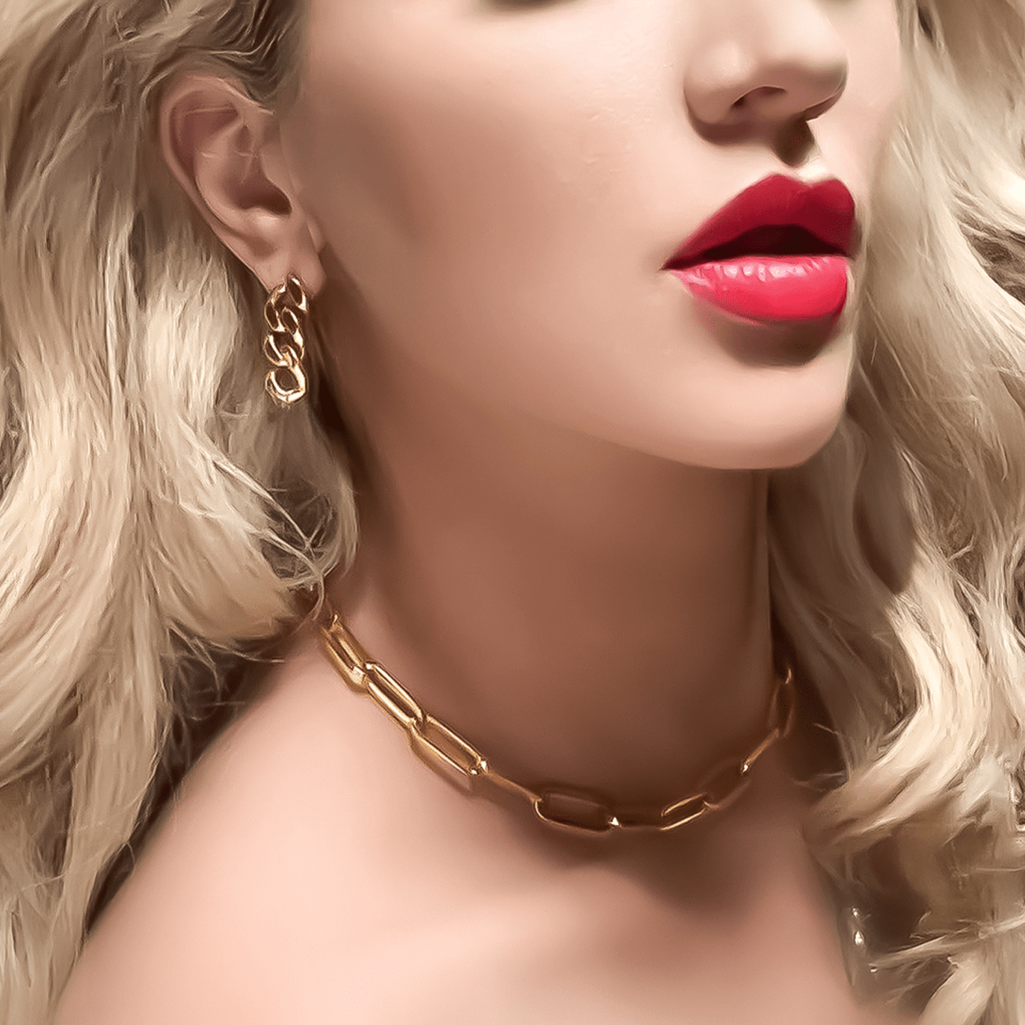 C860G B.Tiff "Jemma" Paperclip Flat Long Adjustable Link Gold Plated Necklace - PBNJ FASHIONS