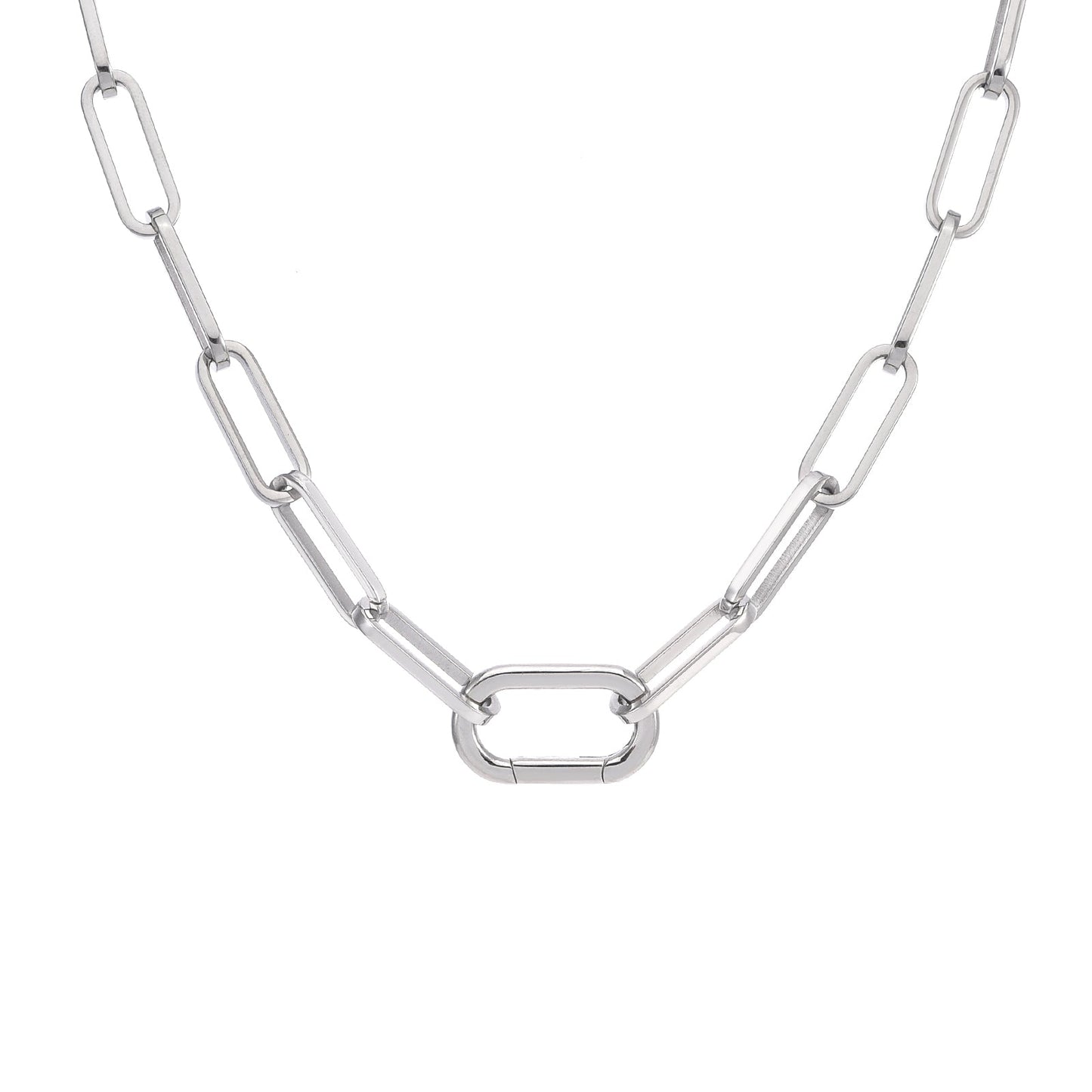 C860W B.Tiff "Jemma" Paperclip Flat Long Adjustable Link Necklace - PBNJ FASHIONS