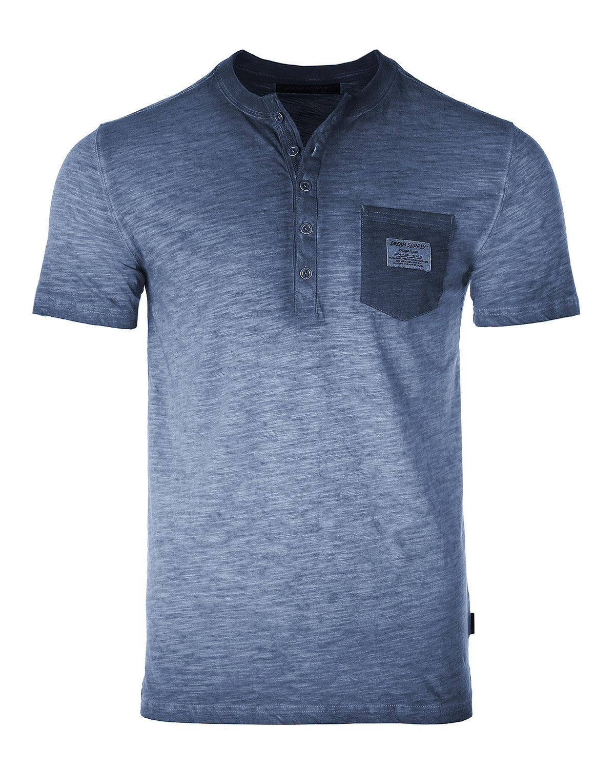 ZIMEGO Men's Vintage Color Dyed Short Sleeve Crew Neck Chest Pocket Henley Shirt-2