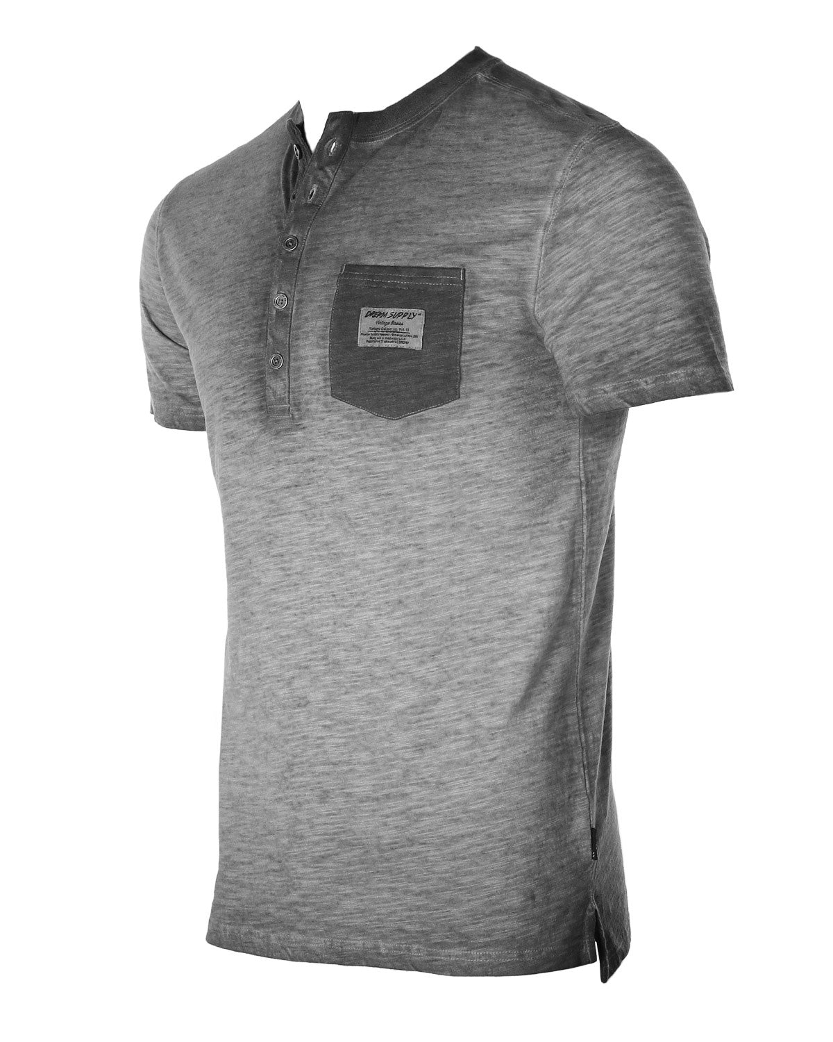 ZIMEGO Men's Vintage Color Dyed Short Sleeve Crew Neck Chest Pocket Henley Shirt-4