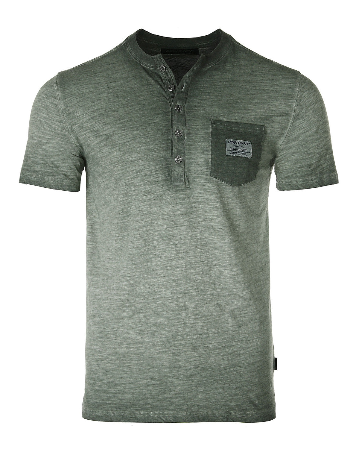 ZIMEGO Men's Vintage Color Dyed Short Sleeve Crew Neck Chest Pocket Henley Shirt-5