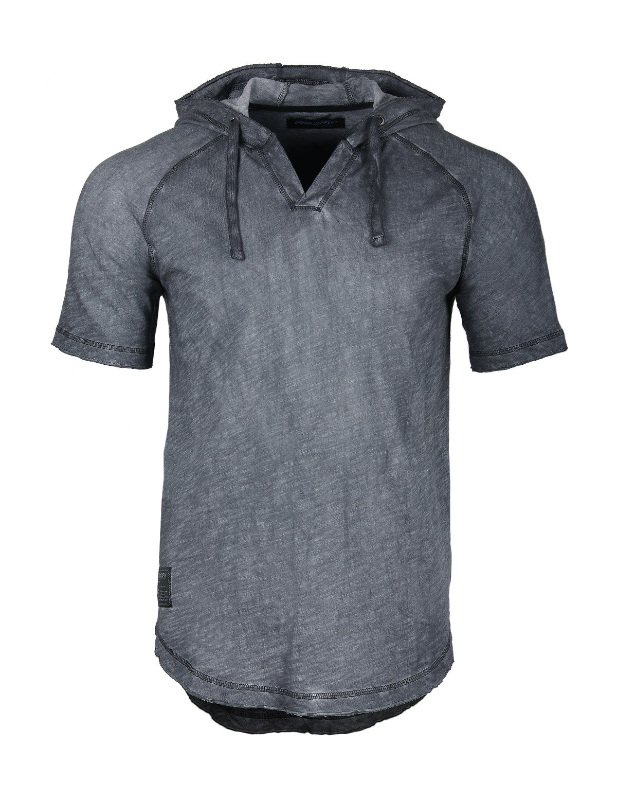 ZIMEGO Short Sleeve Vintage Garment Dyed Hooded Raglan Henley-2