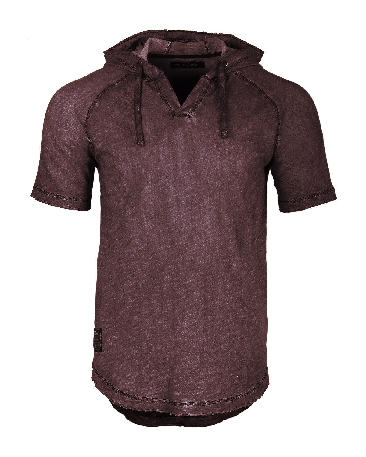 ZIMEGO Short Sleeve Vintage Garment Dyed Hooded Raglan Henley-3