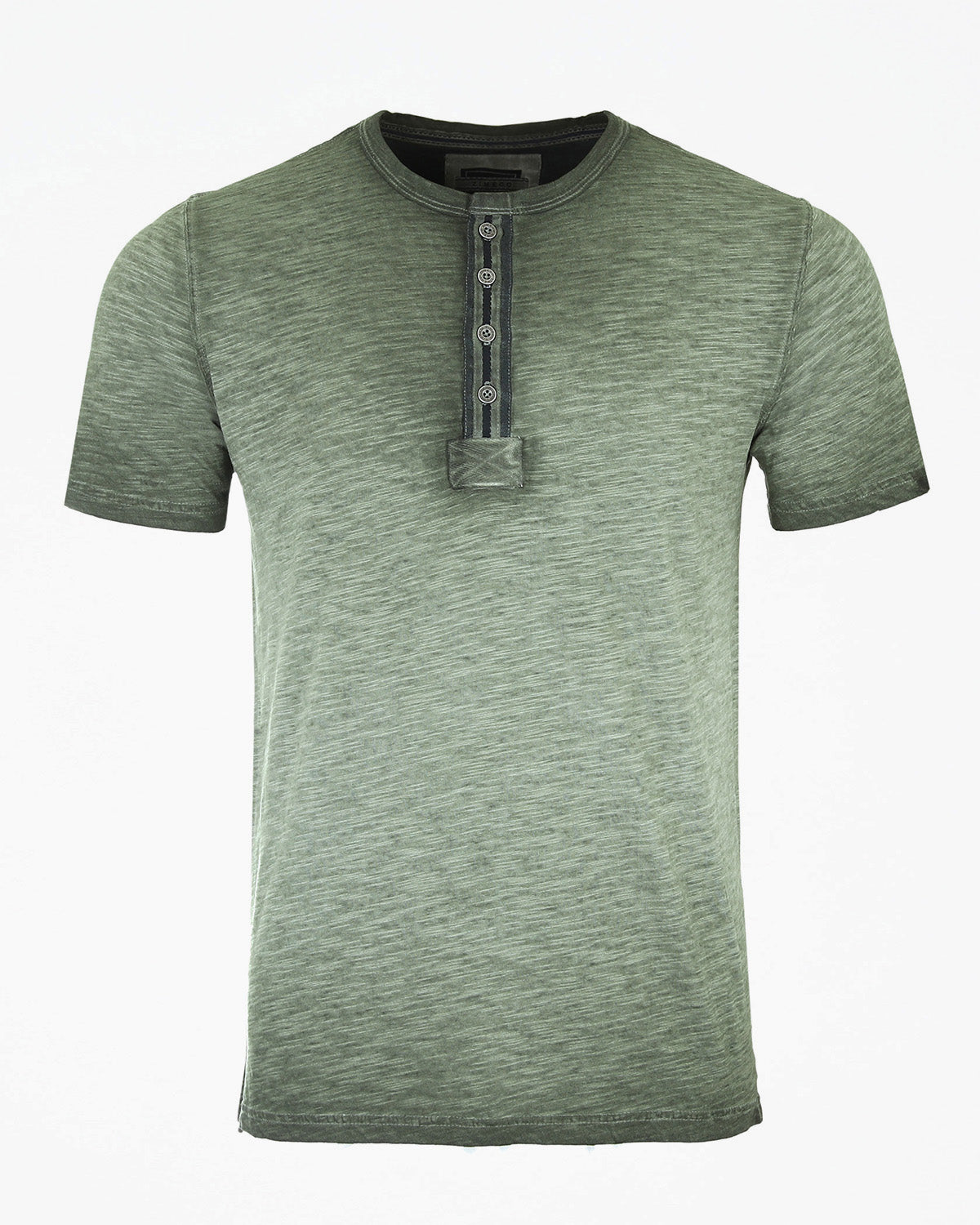 ZIMEGO Mens Short Sleeve Crew Neck Oil Wash Vintage Button Henley T-Shirt-0