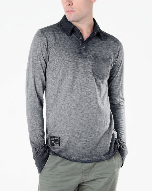 ZIMEGO Mens Long Sleeve Oil Wash Vintage Henley Button Cuffs Pocket Polo T-Shirt-0