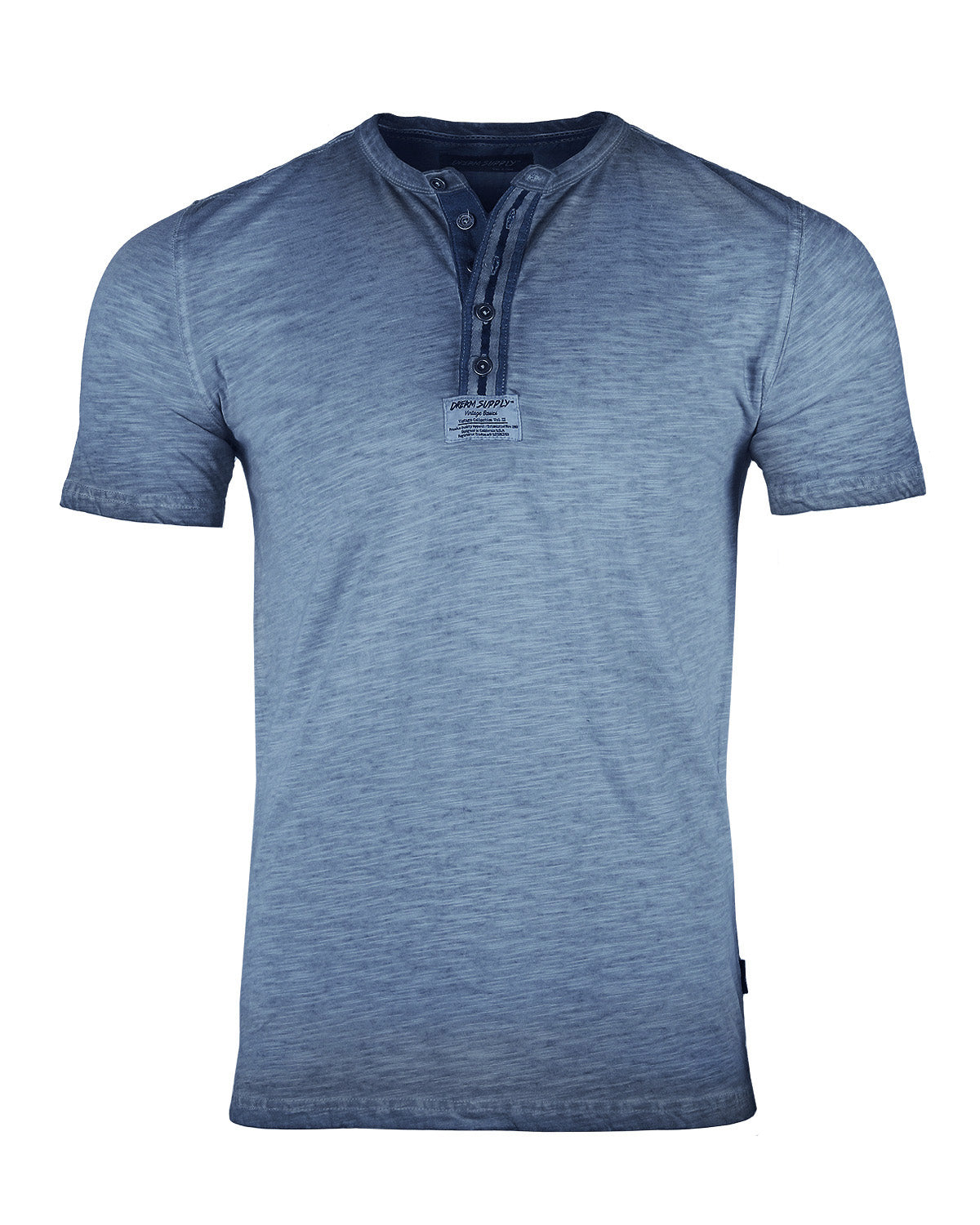 ZIMEGO Mens Short Sleeve Crew Neck Oil Wash Vintage Button Henley T-Shirt-4