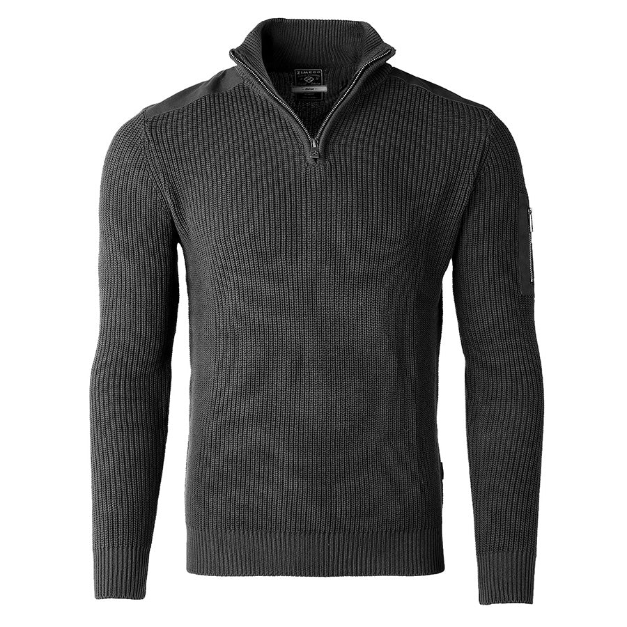 ZIMEGO Mens Long Sleeve Pullover Quarter Zip Mock Neck Polo Sweater-2