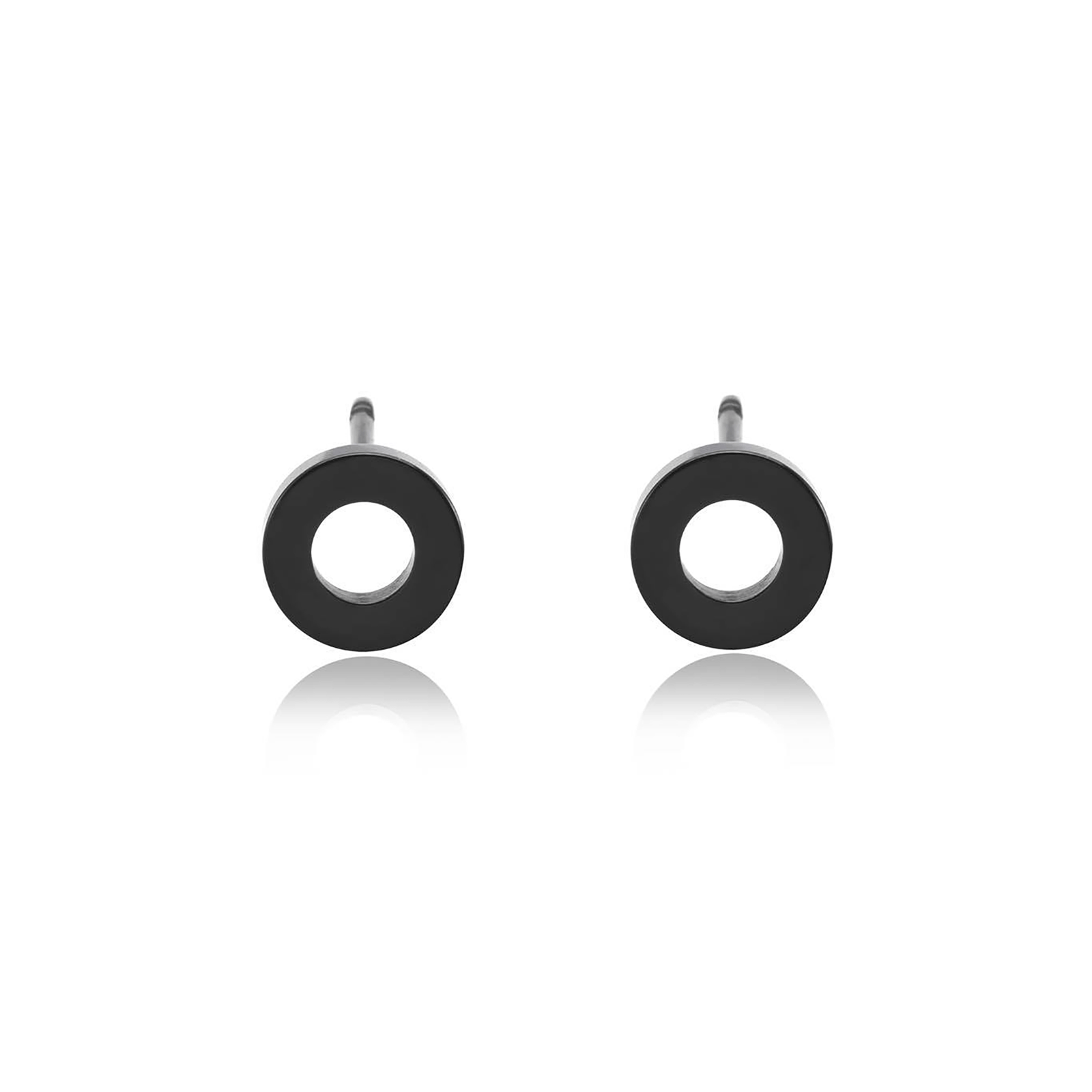 ER001B B.Tiff Black Open Circle Stud Earrings - PBNJ FASHIONS