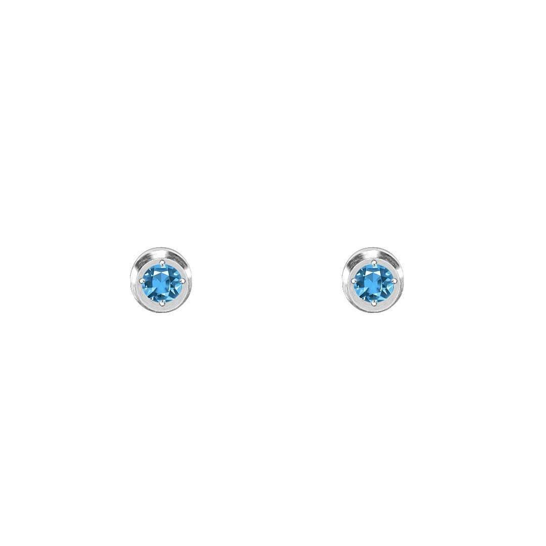 ER002WBL B.Tiff .05ct Blue Pavé Solitaire Stud Earrings - PBNJ FASHIONS