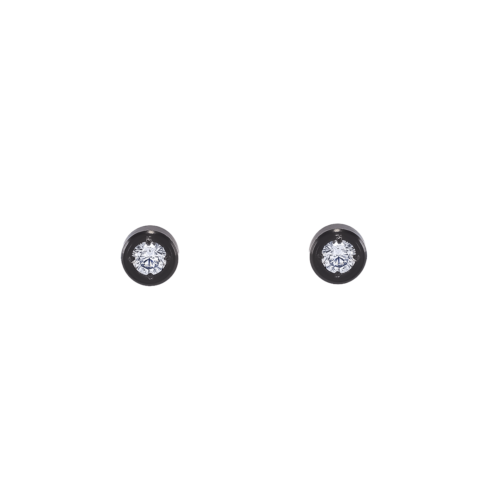 ER002B B.Tiff .05ct Black Pavé Solitaire Stud Earrings - PBNJ FASHIONS