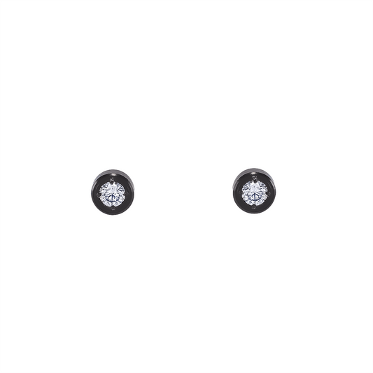 ER002B B.Tiff .05ct Black Pavé Solitaire Stud Earrings - PBNJ FASHIONS